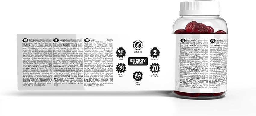 Thumbnail 1 de VITALDIN Energy Gummies 🍒 - Gominolas Veganas para Energía y Concentración