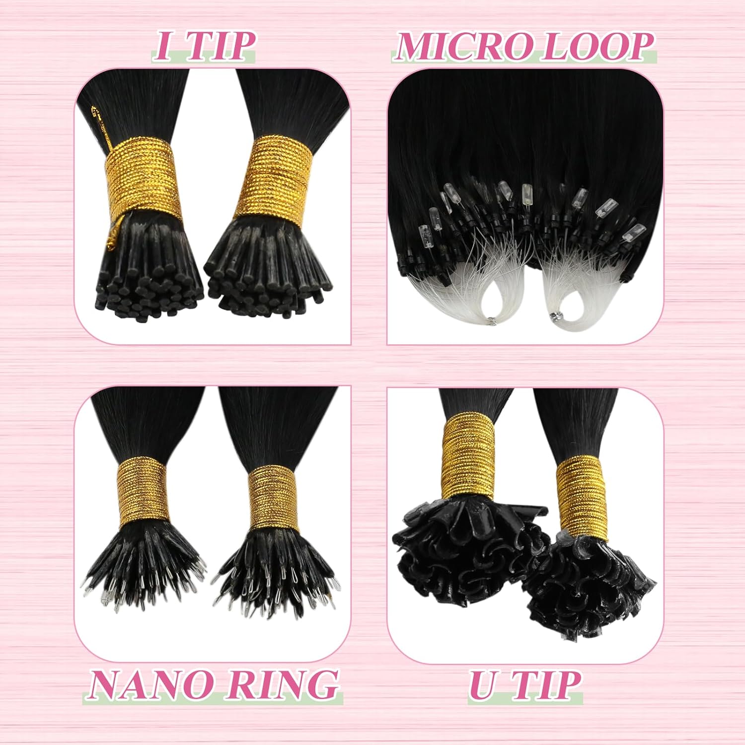 Thumbnail 5 de YoungSee 50 g U-Tip Echthaar-Bondings Schwarz, 45 cm – Keratin-Hot-Fusion Extensions