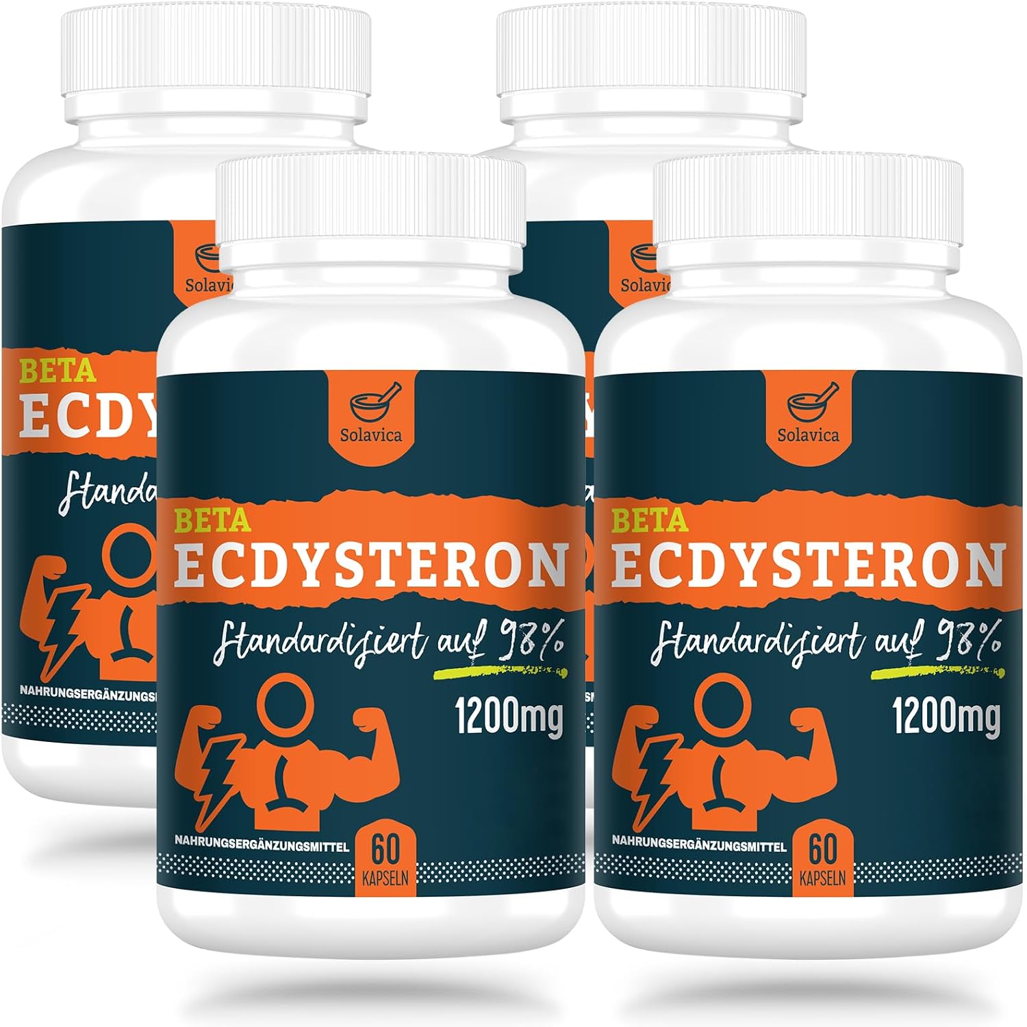 Detalle de Beta-Ecdysteron Supplement 1200 mg pro Portion – 1-Monats-Vorrat (60 Kapseln, 4er Pack) mit 98% Reinheit