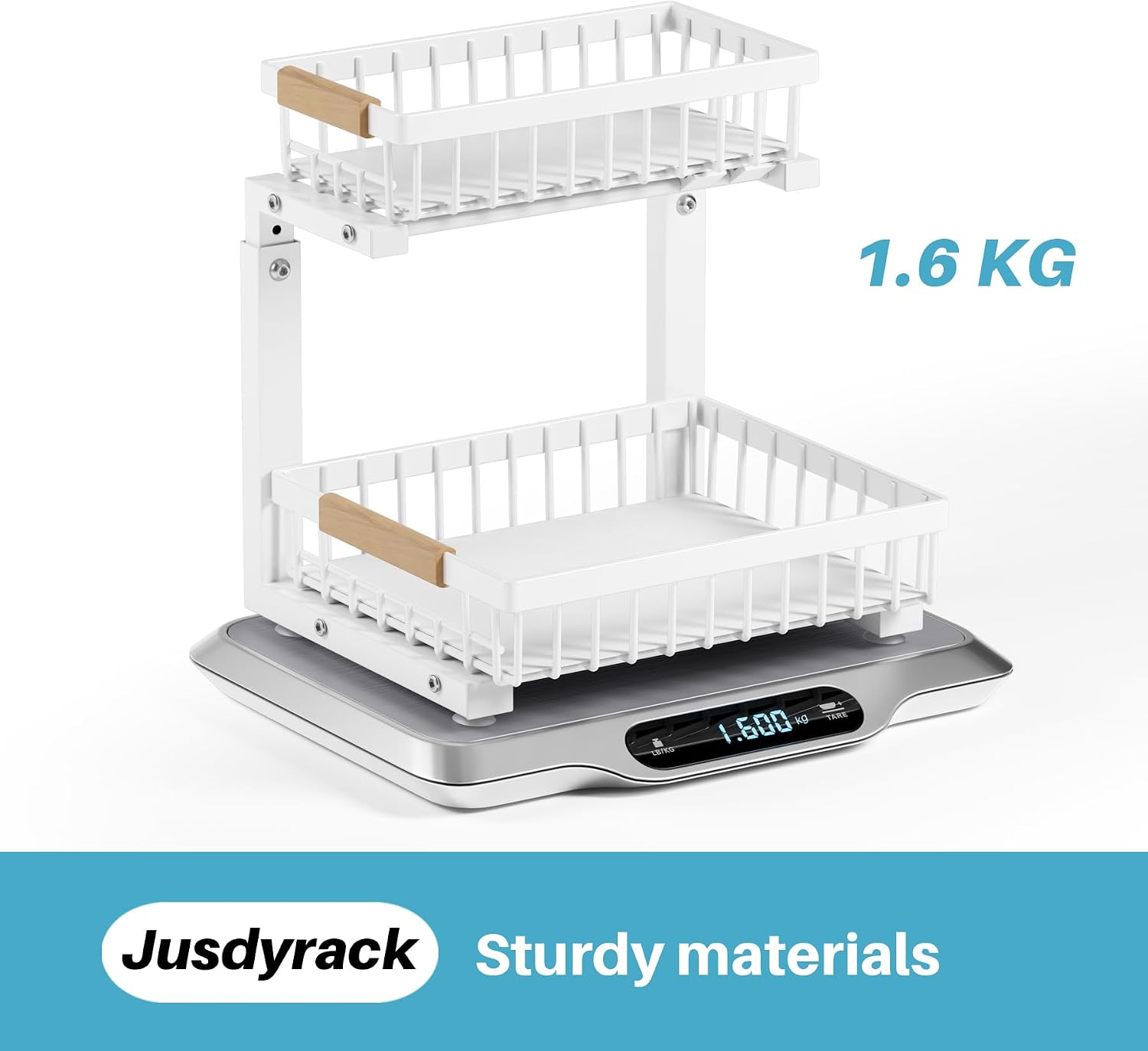 Thumbnail 2 de Jusdyrack white2p metalen uittrekbare onderkastorganizer, verstelbaar, 2 stuks