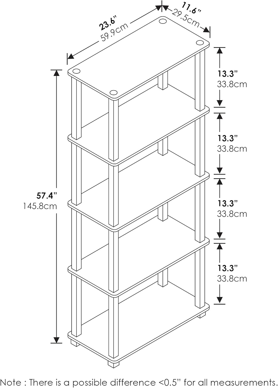 Thumbnail 2 de Furinno Turn-S-Tube 5-Tier Shelf 57in
