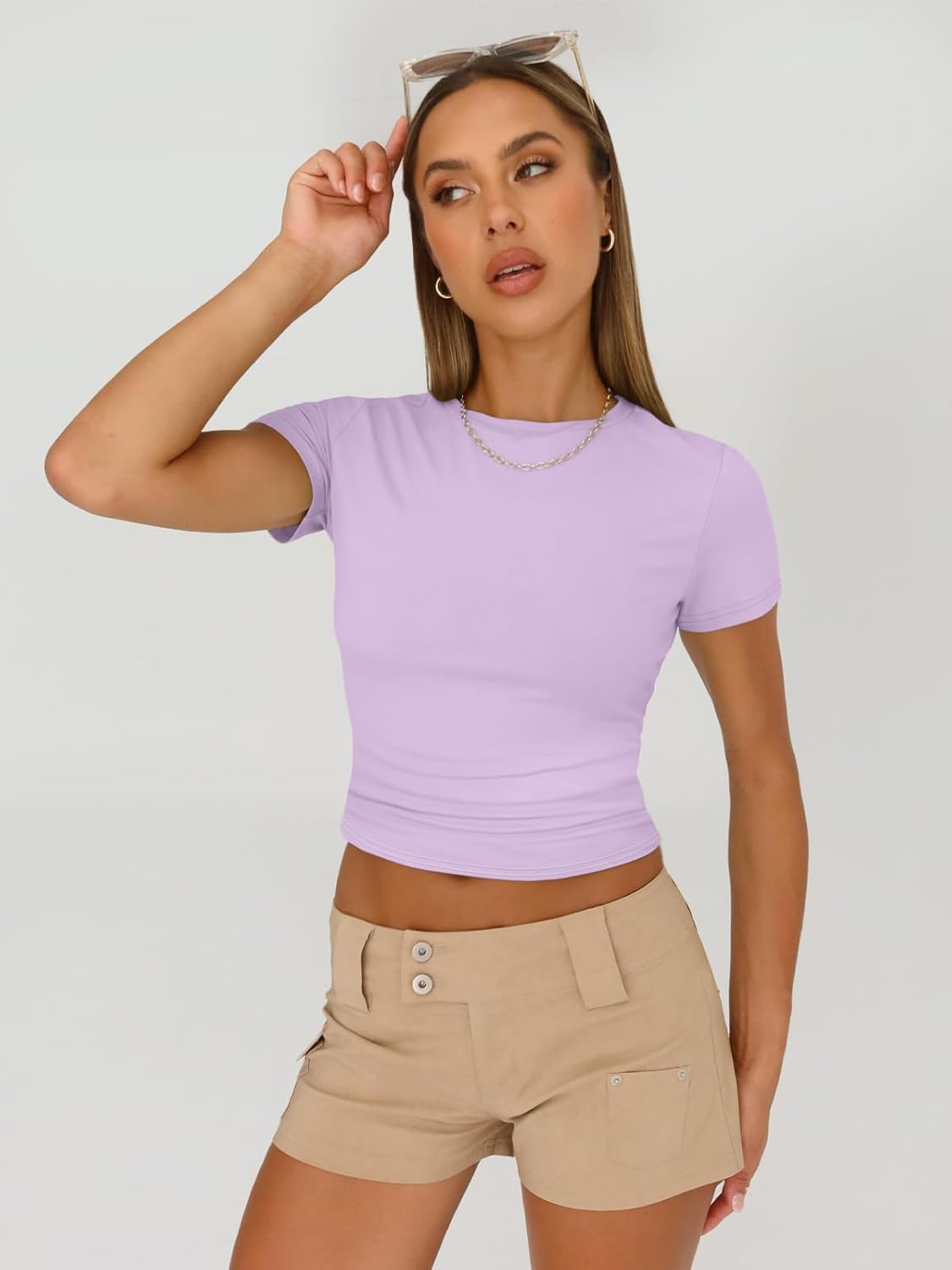 Thumbnail 3 de AUTOMET Womens 3 Piece Y2K Crop Tops Set – Slim Fit Short Sleeve Basic Shirts