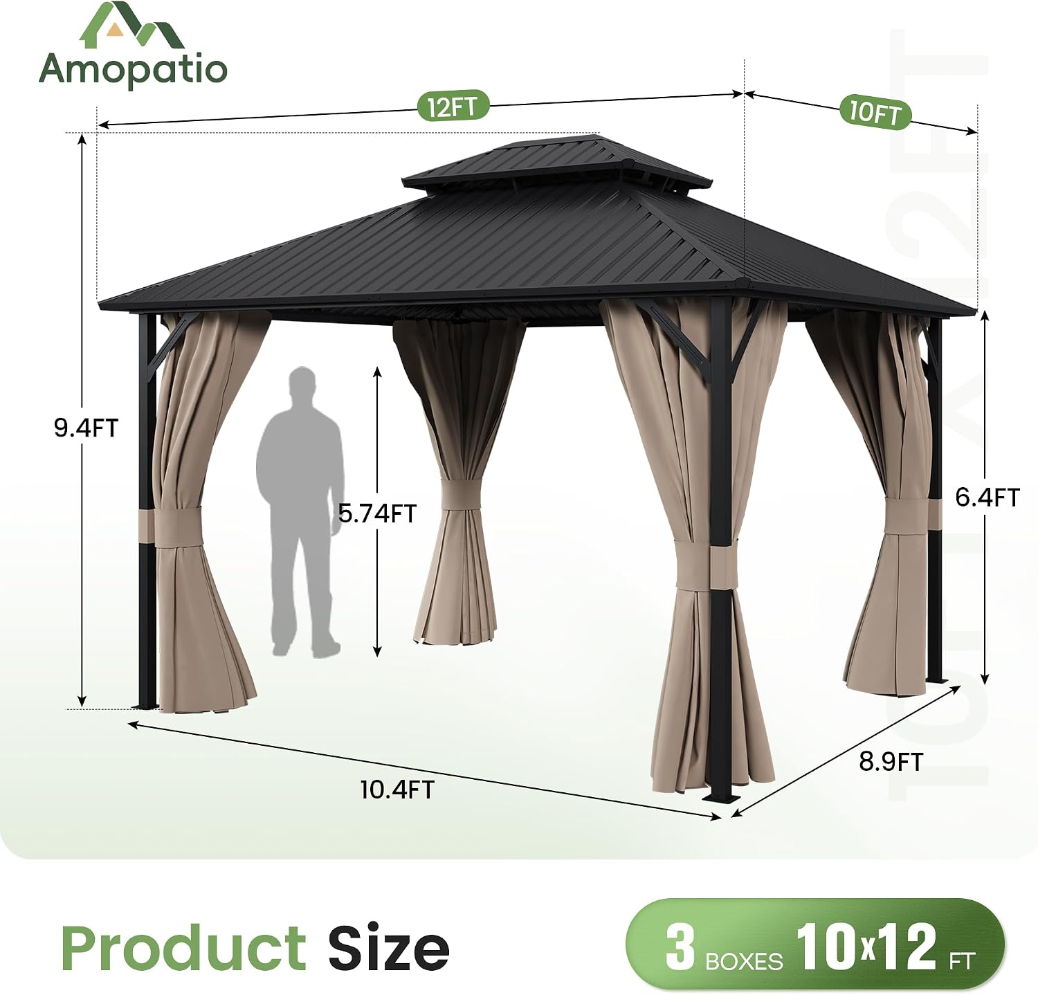 Detalle 2 de Amopatio Hardtop Gazebo 10x12FT