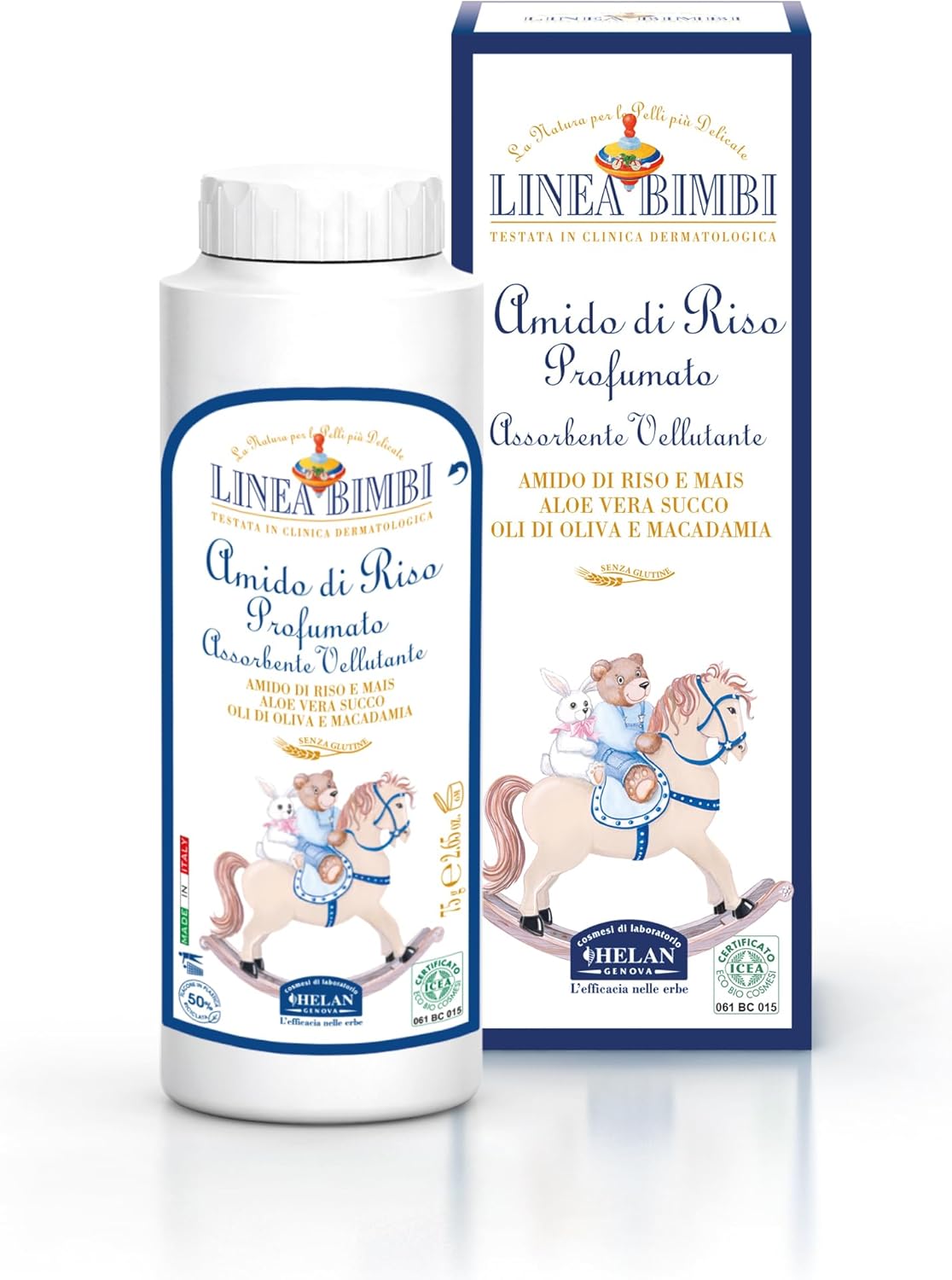 Detalle 2 de Helan Linea Bimbi Set Bagnetto Neonato Trio: shampoo/bagnoschiuma, amido di riso e crema cambio pannolino