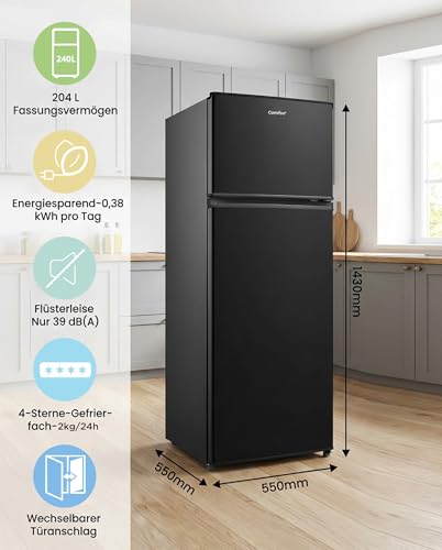 Thumbnail 1 de Comfee' 204L Kühlschrank mit Gefrierfach (-24°C) – leise, kompakt und zuverlässig