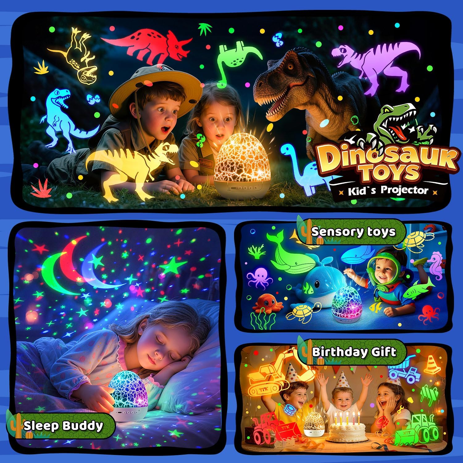 Thumbnail 6 de PIKOY WH-E27 Dinosaur Egg Night Light with 6 Films and 90 Effects