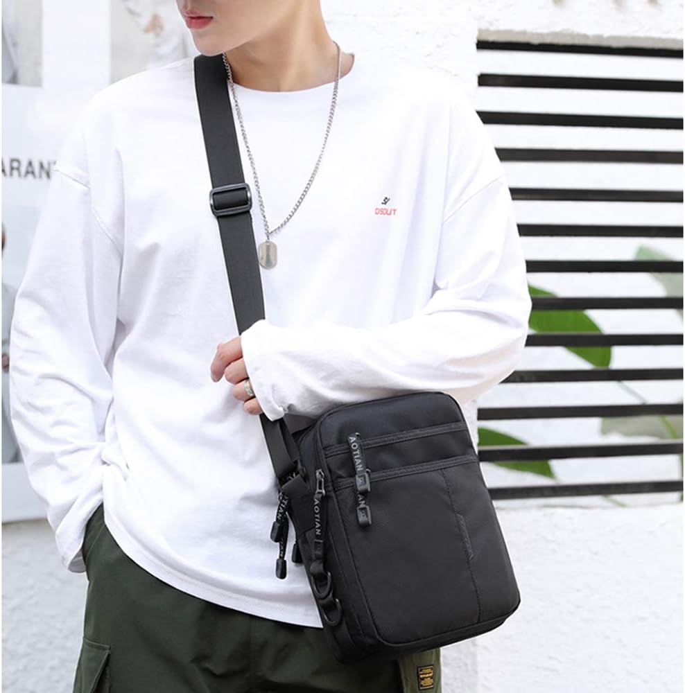 Detalle 2 de SPAHER Umhängetasche für Herren aus Oxford-Nylon – wasserabweisende Messenger Bag für iPad & Alltag
