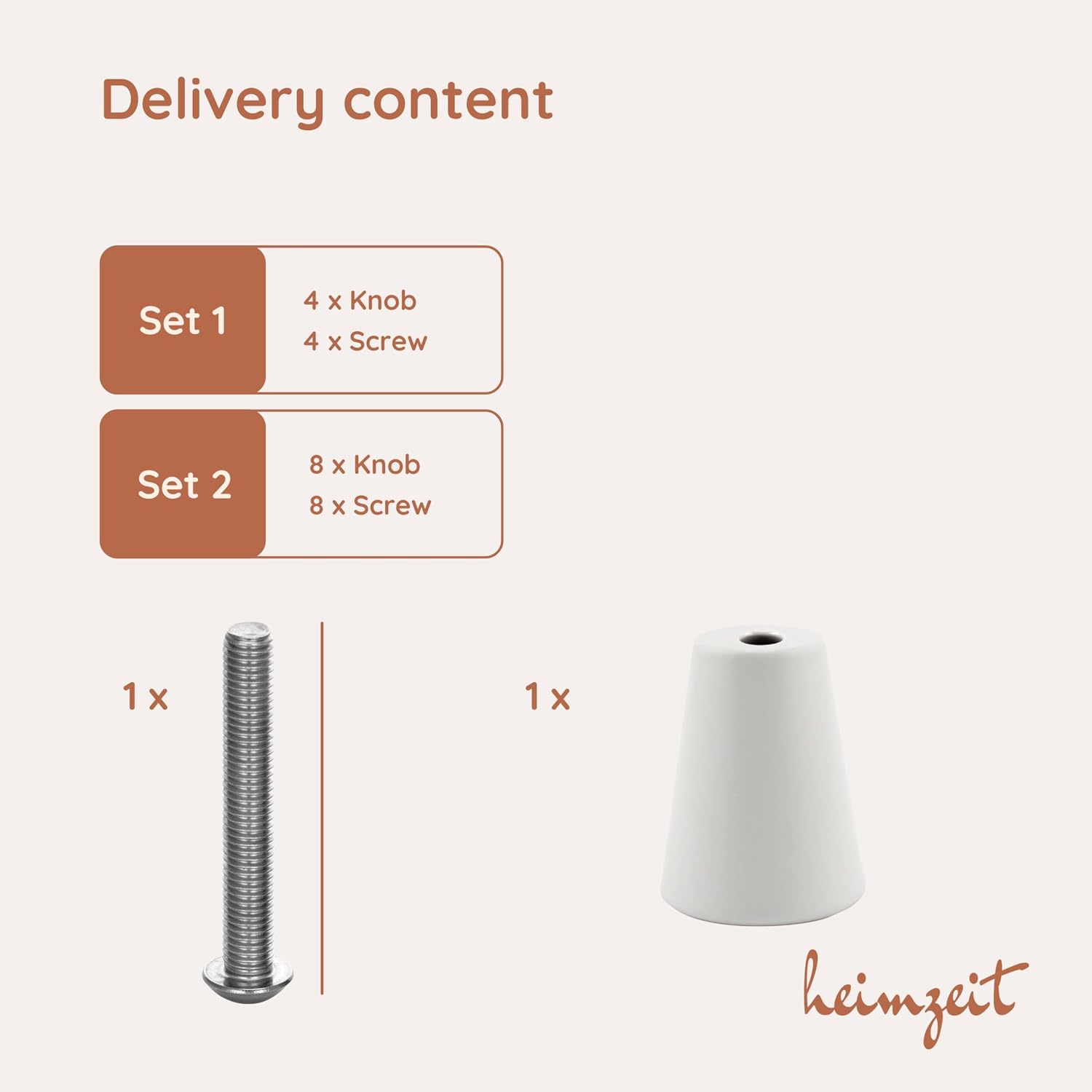 Detalle de heimzeit knob_d4_st_white_8P Cabinet Knobs, White Aluminium, Matte Finish, 8 Pieces
