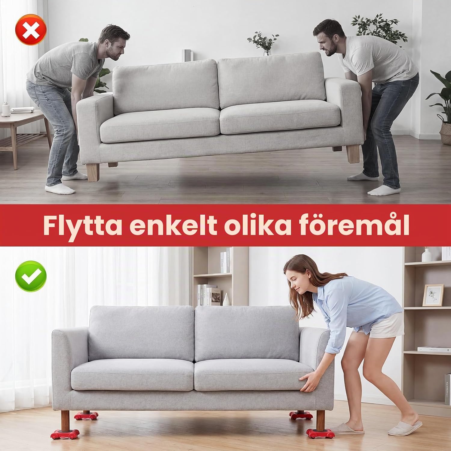 Detalle de Zourglow ZY-DT072-14-EU möbelflyttningssats med lyft och 500 kg kapacitet
