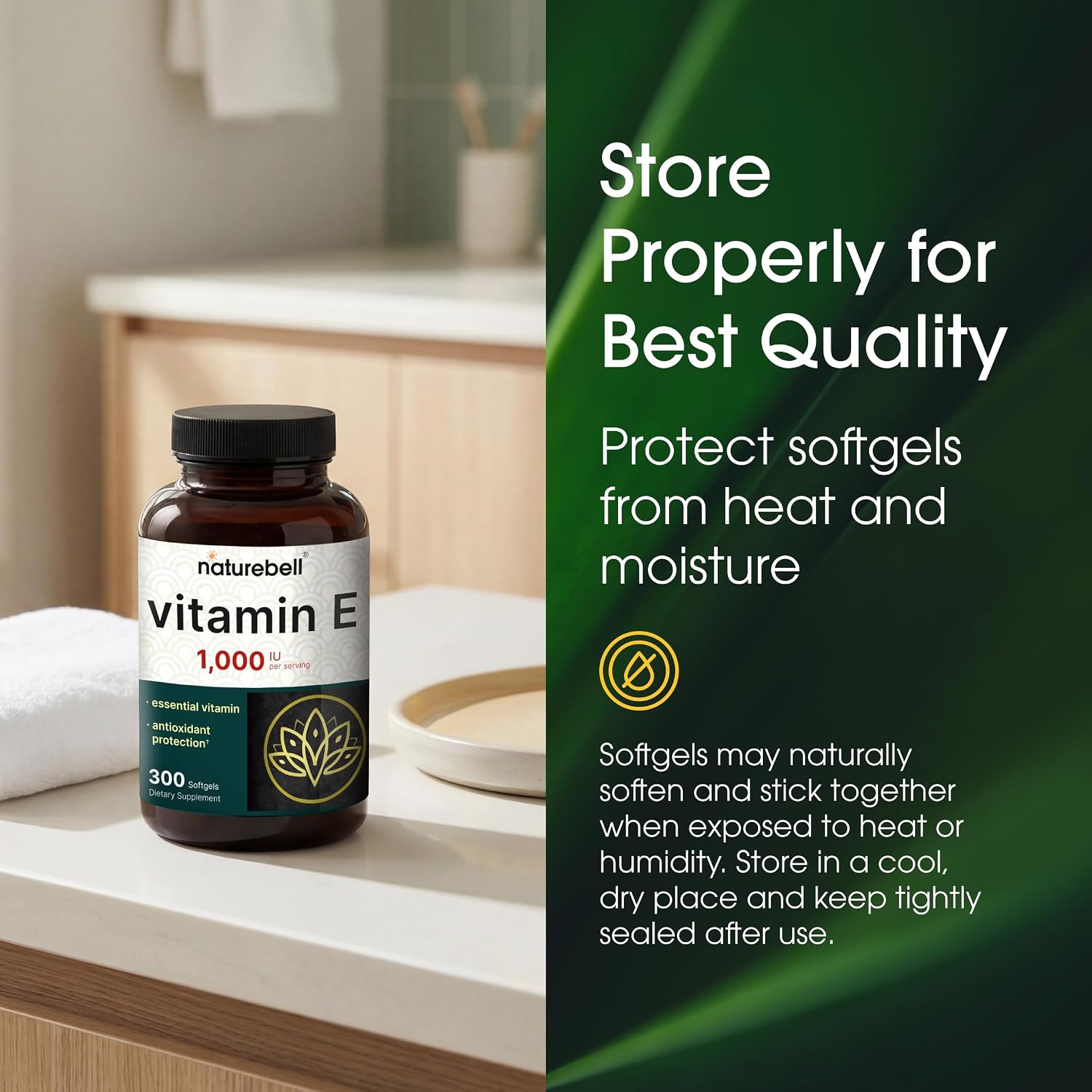 Detalle 2 de NatureBell BA-NB-VIE300S Vitamin E Supplement, 1,000 IU, 300 Softgels