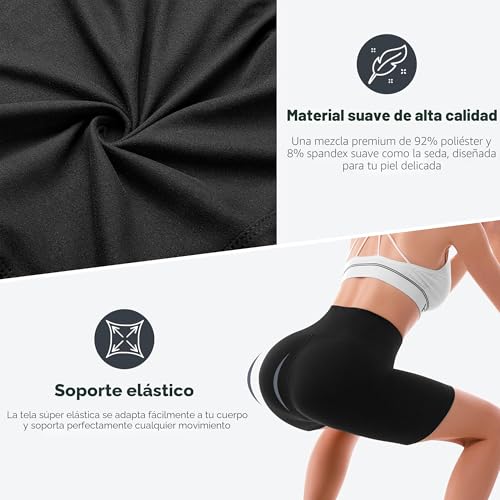Detalle de SINOPHANT: Pantalones Cortos de Cintura Alta para Mujer, algodón elástico y opaco con control de abdomen (L-XL, 1 Azul Real)
