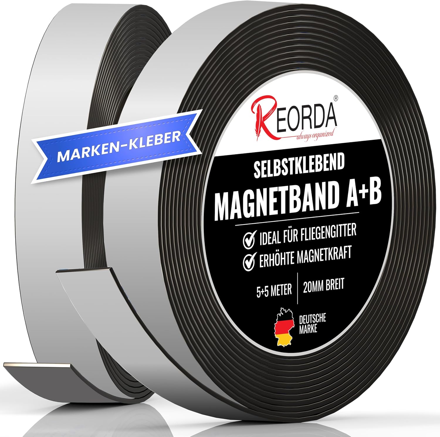 Thumbnail 6 de REORDA Magnetband A B (EXTRA STARKER MARKEN-KLEBER) 2 Meter – Selbstklebendes Magnetband für Fliegengitter & Moskitonetze