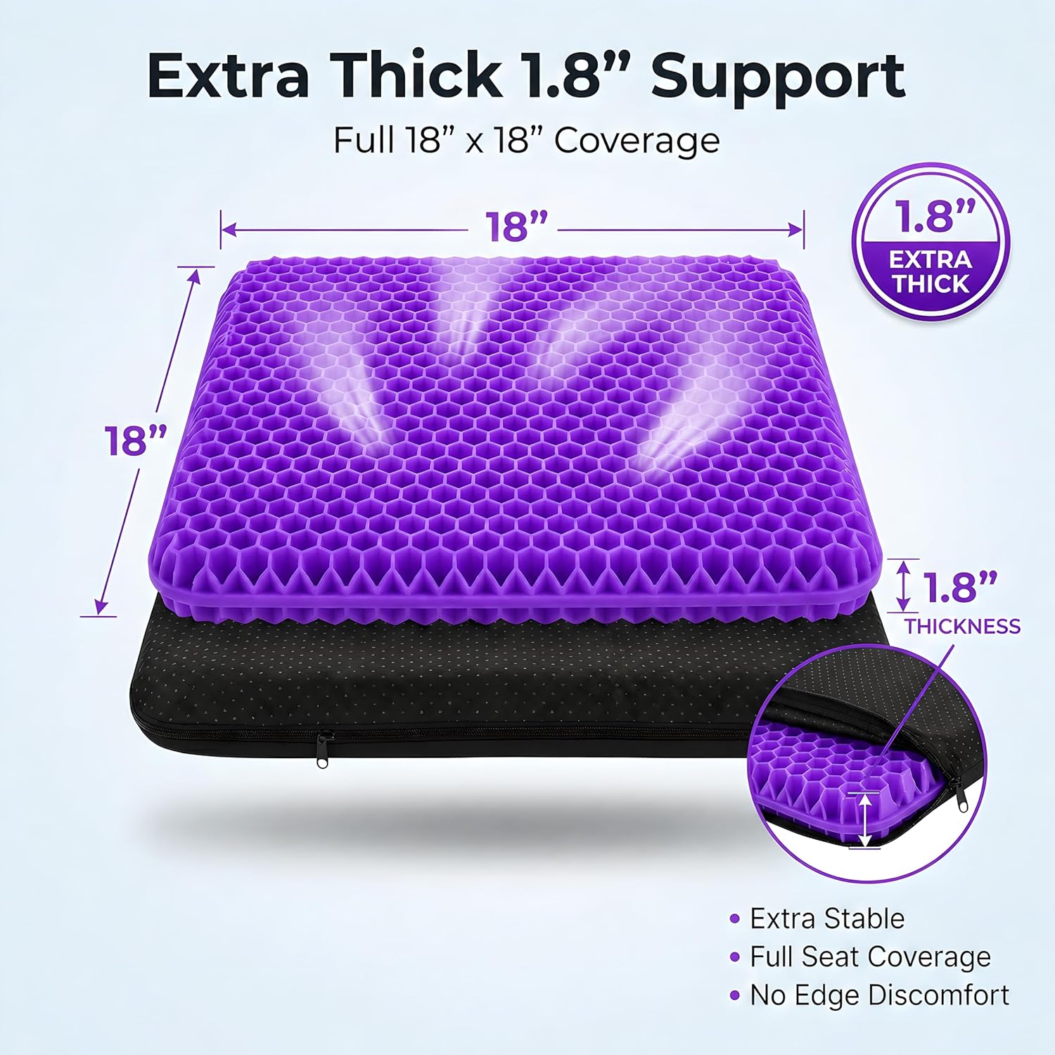 Detalle 2 de Acaine FX-LYC-02 Gel Seat Cushion, 18 x 18 x 1.8-Inch, Purple