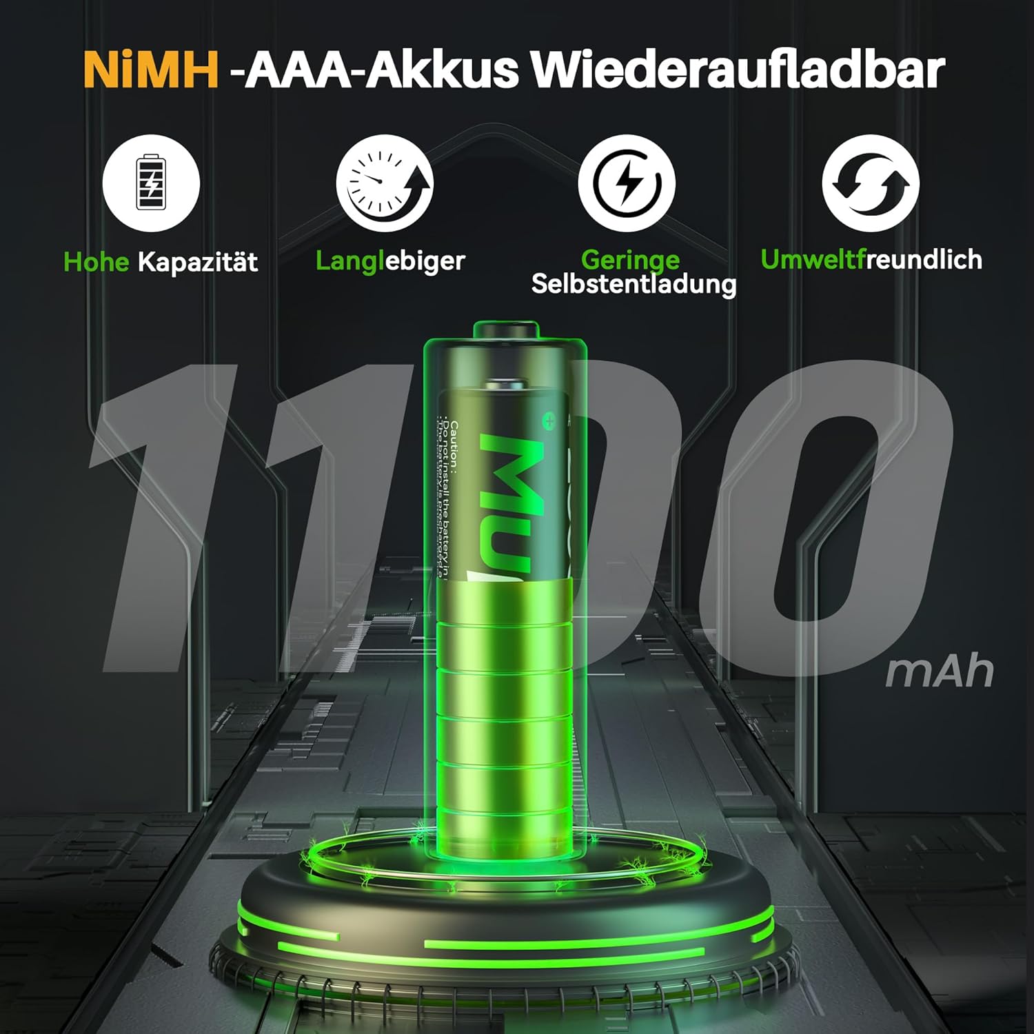 Detalle de AAA Akku-Set Wiederaufladbar mit 24er-Ladegerät – AA/AAA NiMH/Lithium-kompatibel