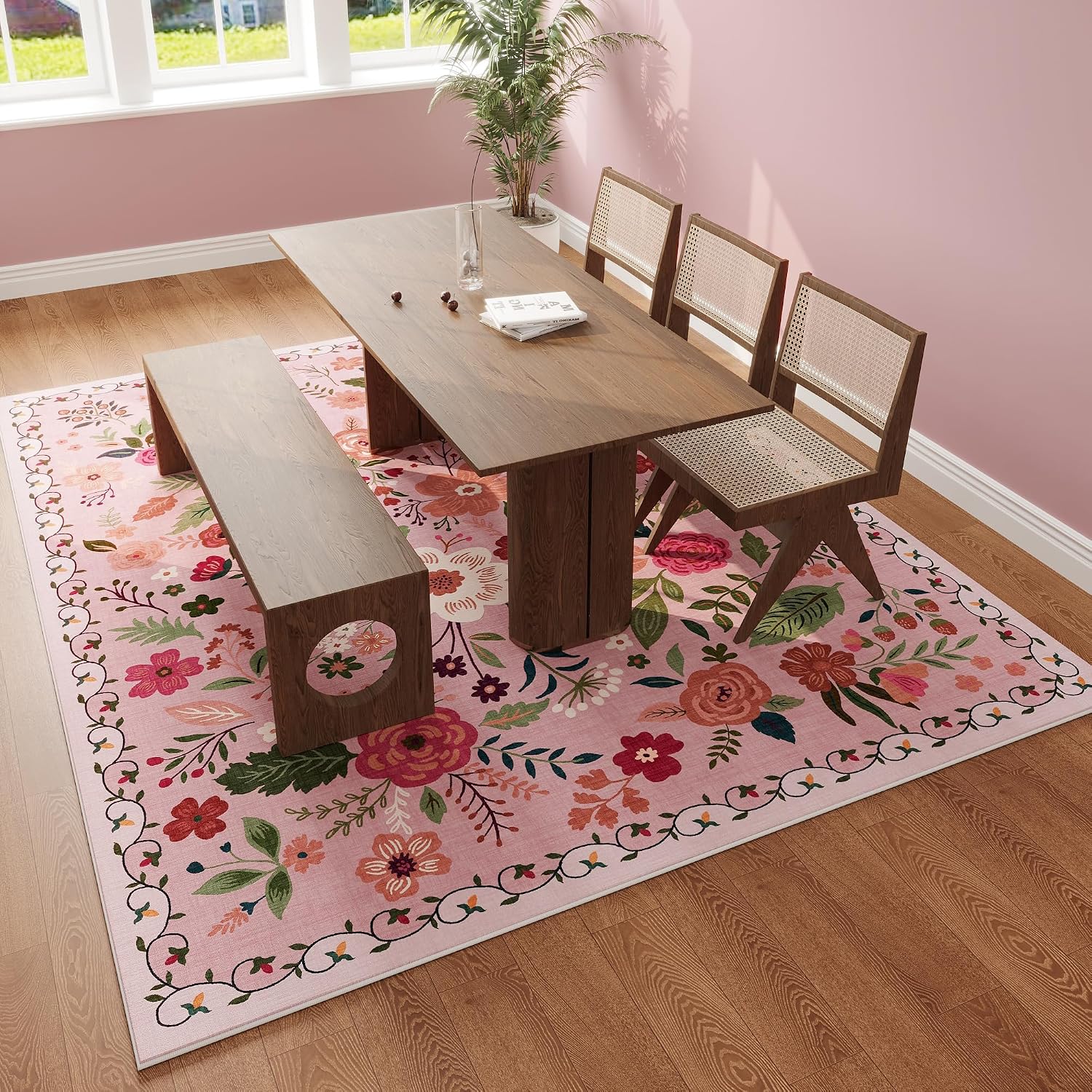 Thumbnail 5 de Rugcomf 8x10 Area Rug: Vintage Boho Style, Non-Slip, Washable for Living Room