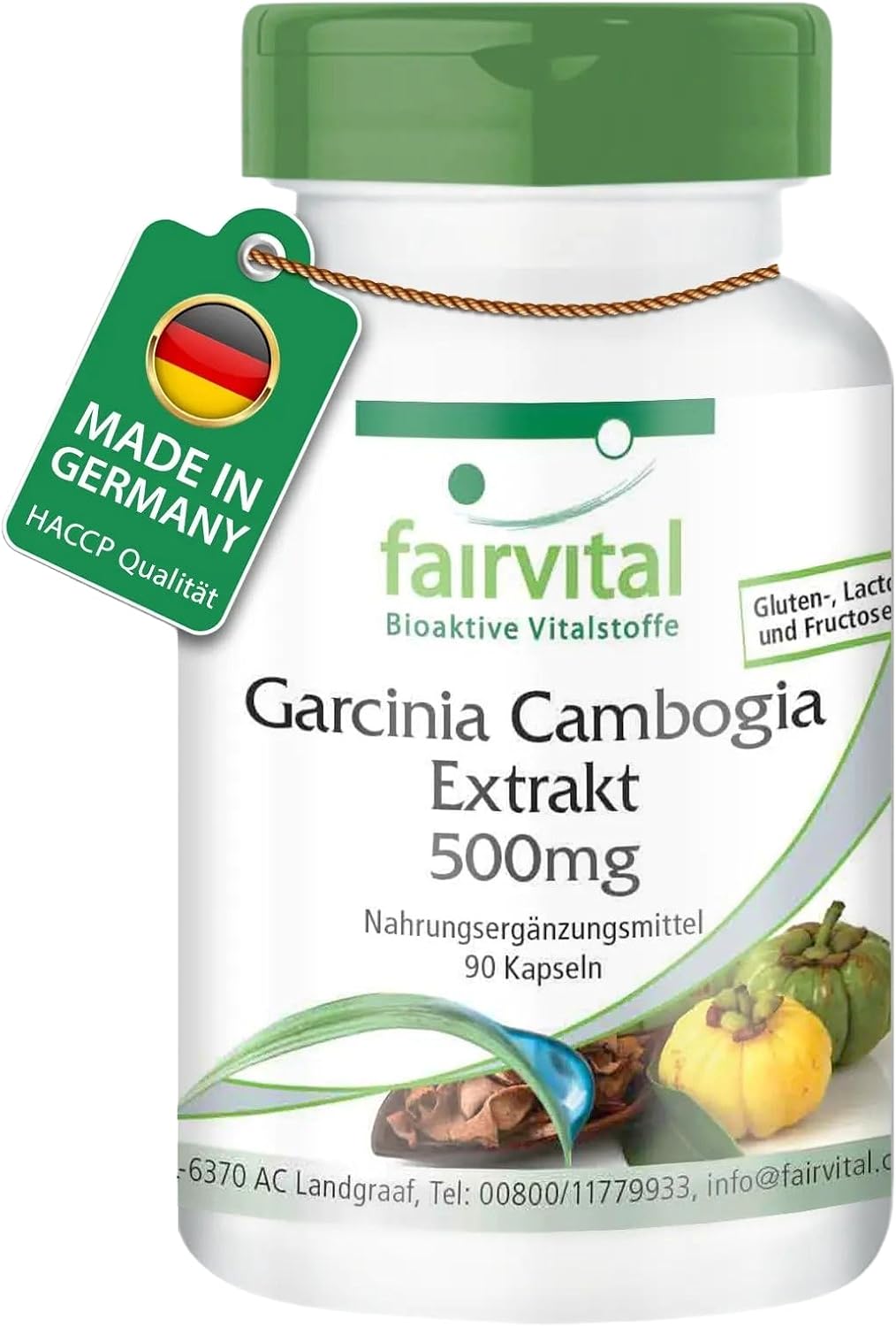 Detalle de Fairvital Garcinia Cambogia Fruchtextrakt – 90 Kapseln, 1500 mg pro Tag, vegan, 60% HCA
