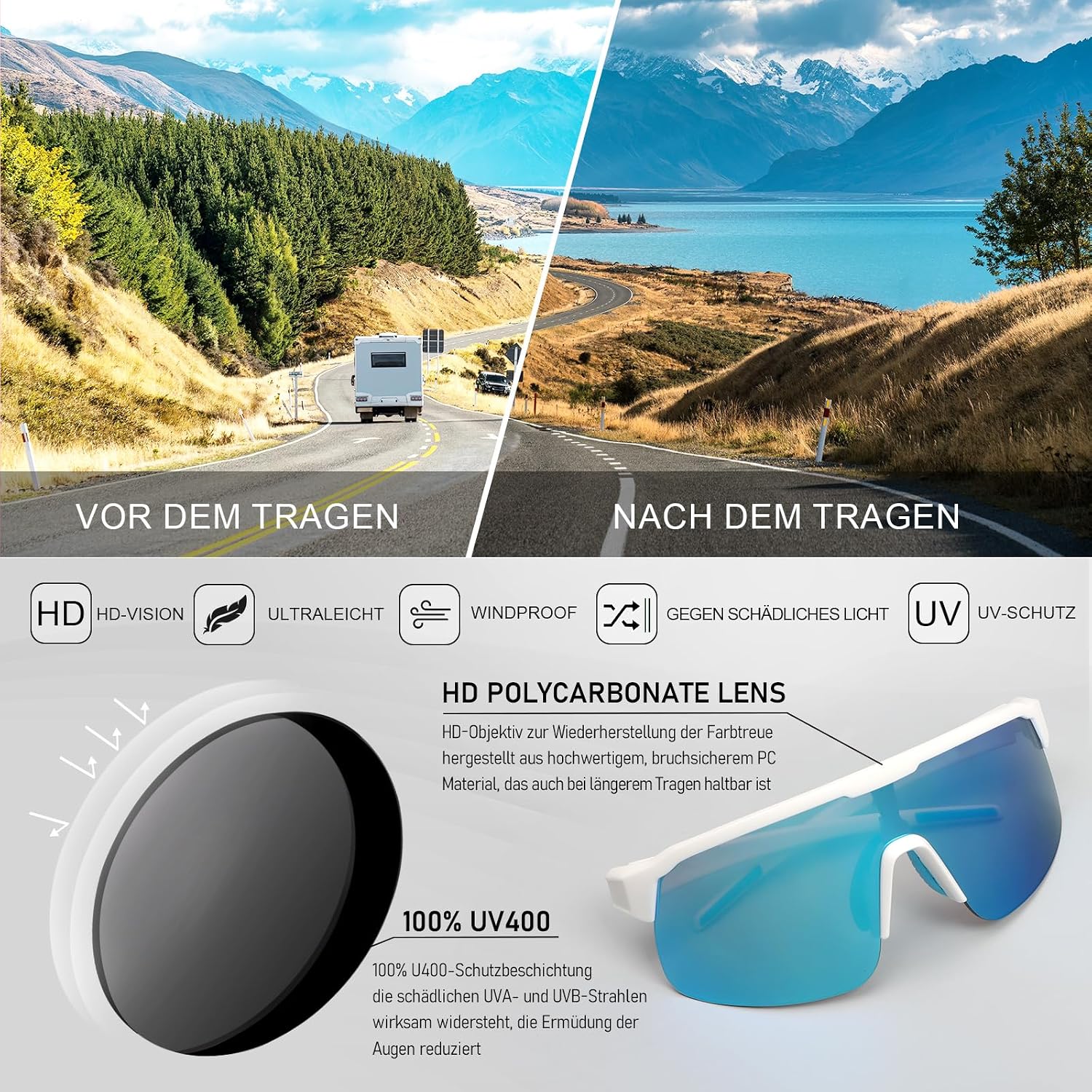 Thumbnail 3 de UVTQSSP Fahrradbrille ultraleicht TR90 34 g UV400