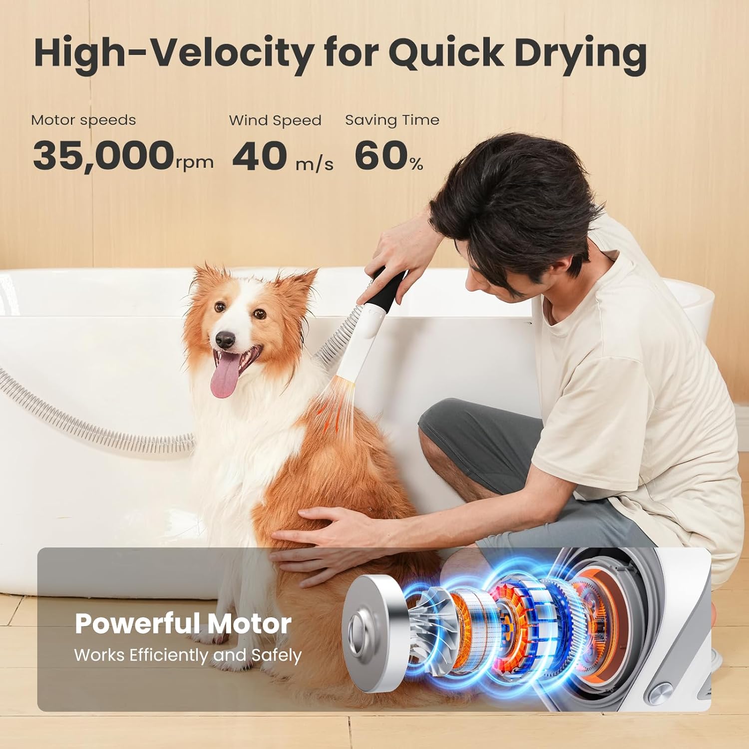 Detalle de Pecute 2-in-1 Staubsauger & Haartrockner Blower für Hunde & Katzen – All-in-One Haustierpflege
