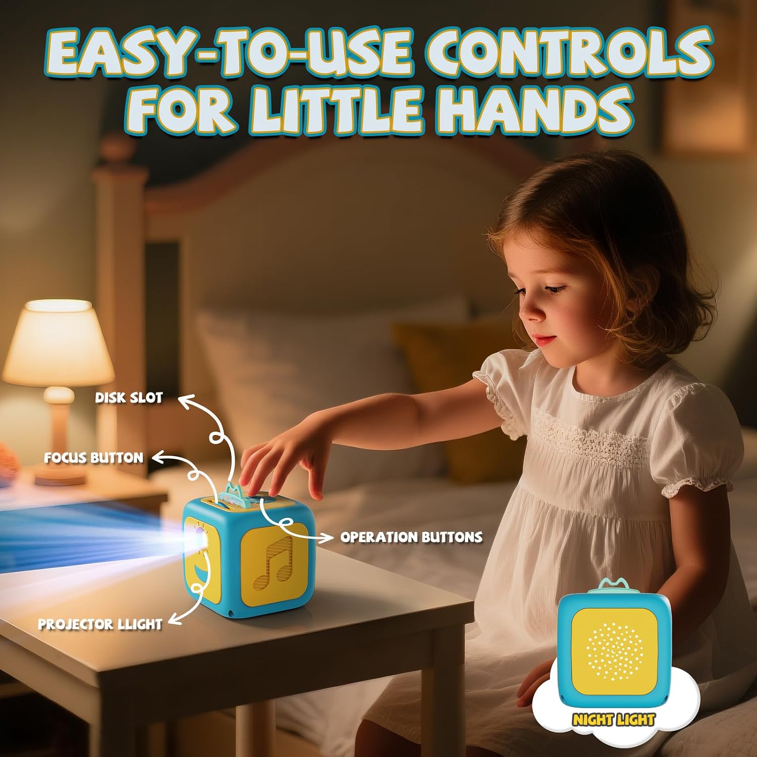 Thumbnail 6 de Neikko GL01043 Kids Story Projector with Learning Cards, Music & Starry Light