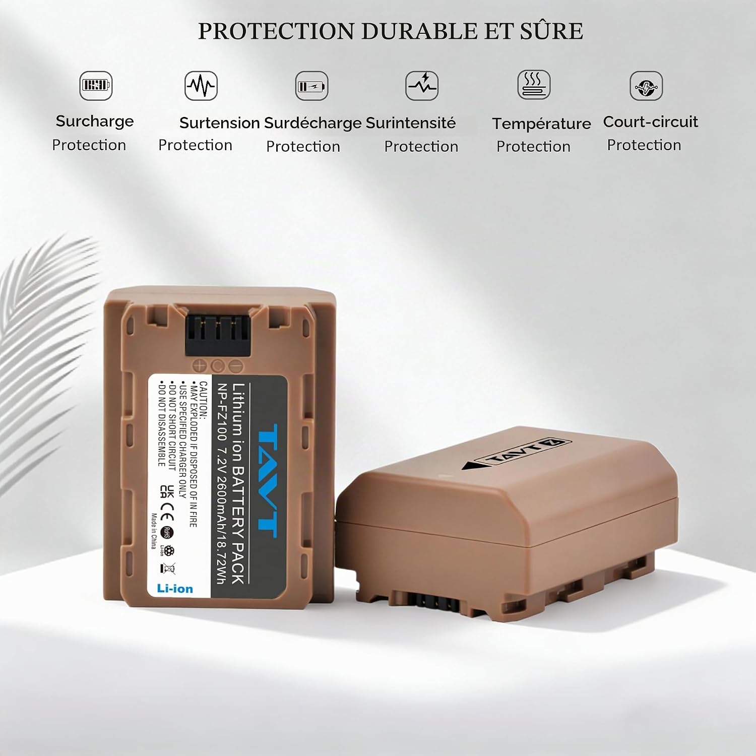 Detalle 2 de TAVT NP-FZ100-batterijset met dubbele lcd-lader, 2 × 2600 mAh