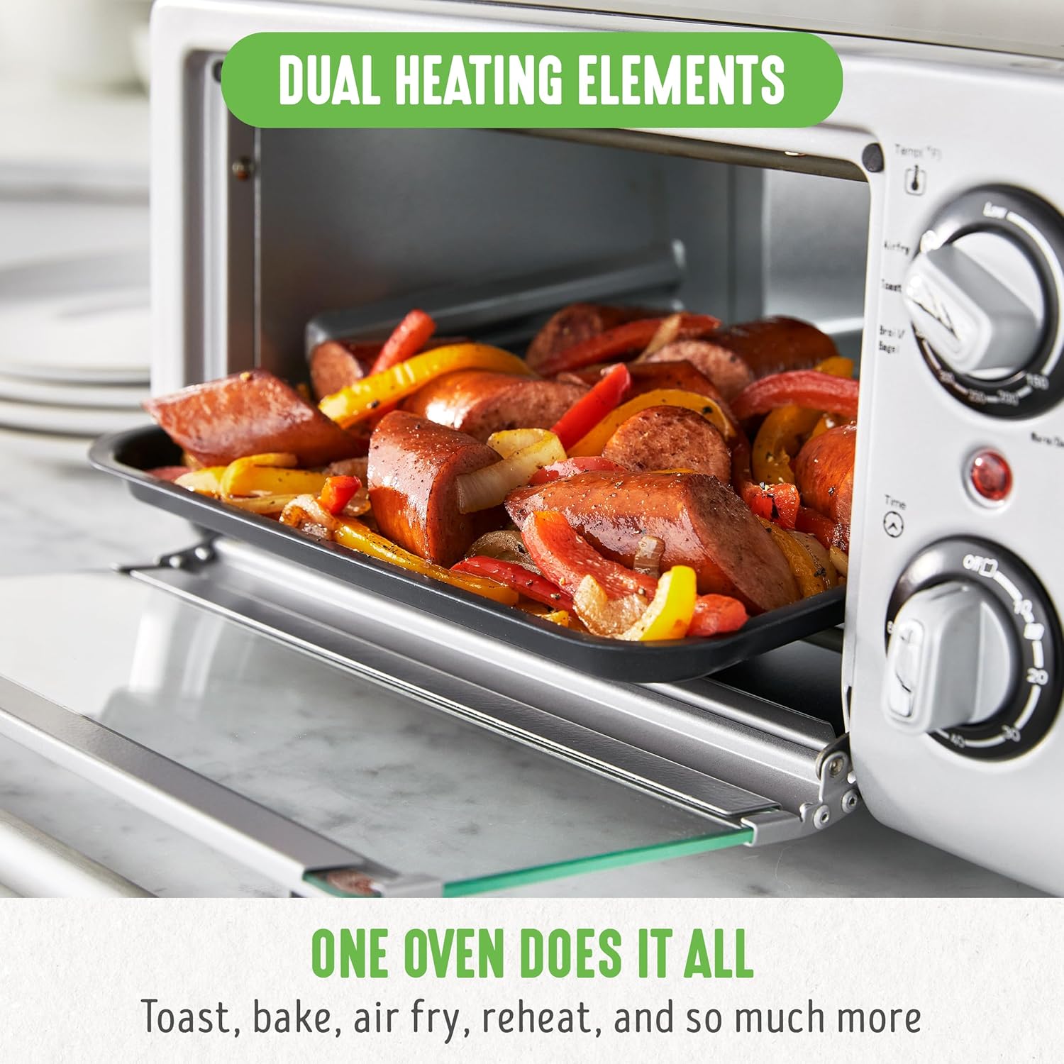 Thumbnail 4 de GreenLife Countertop Toaster Oven Air Fryer Stainless Steel with PFAS-Free Ceramic Nonstick Pan & Basket
