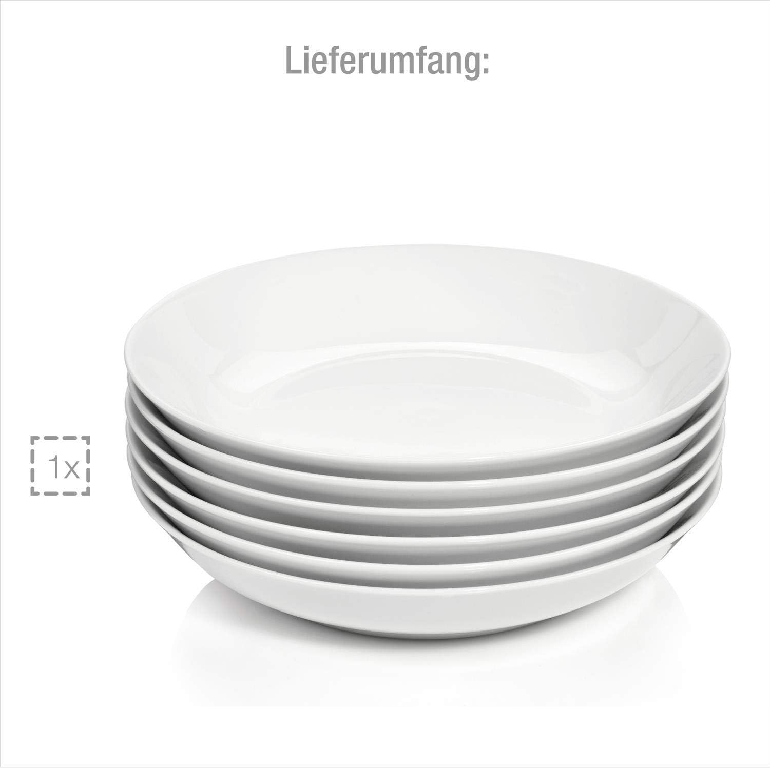 Detalle de Sänger Suppenteller New Port tief, 6-teiliges Porzellan-Set – Weiß, 450 ml