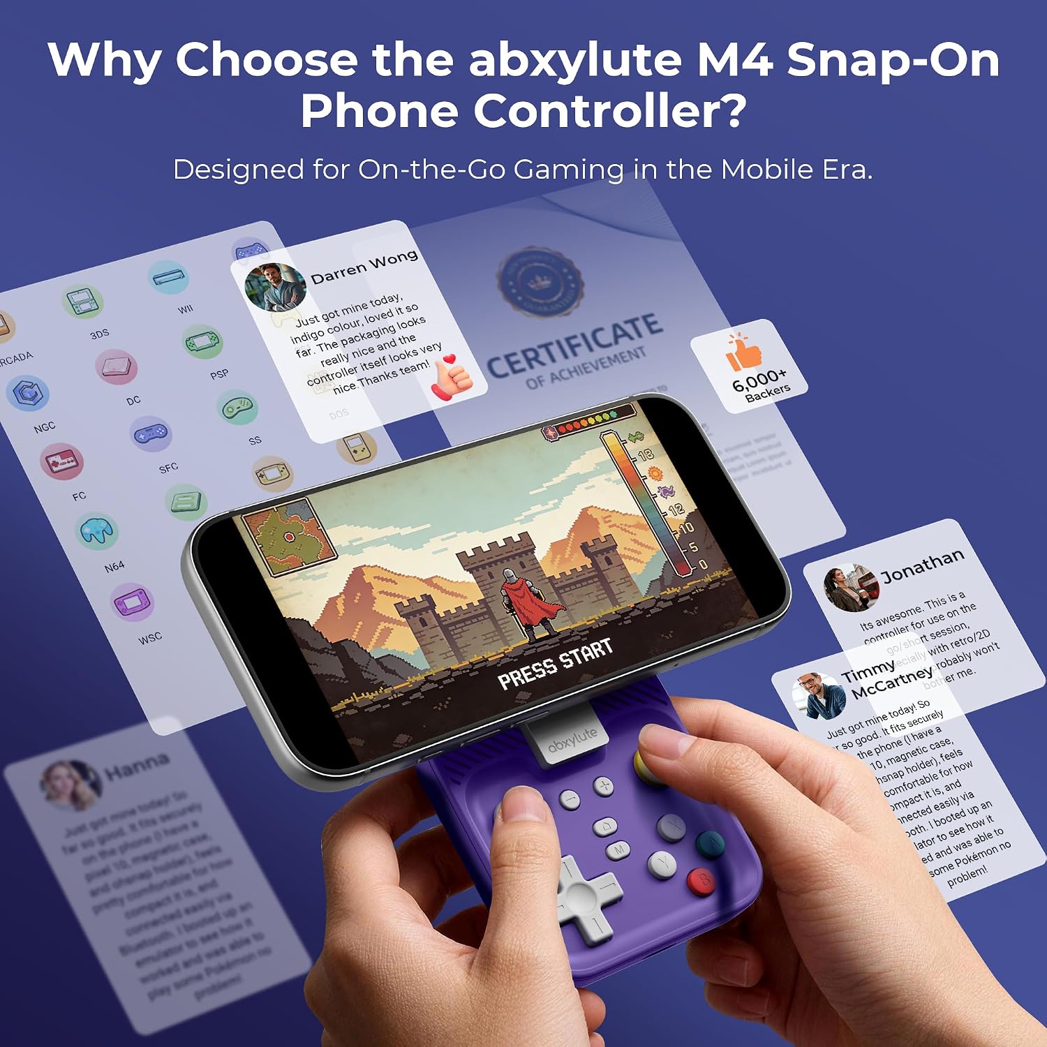 Thumbnail 1 de abxylute M4 Snap-On Mobile Gaming Controller for Android & iPhone – Ultra-Portable Retro Gamepad