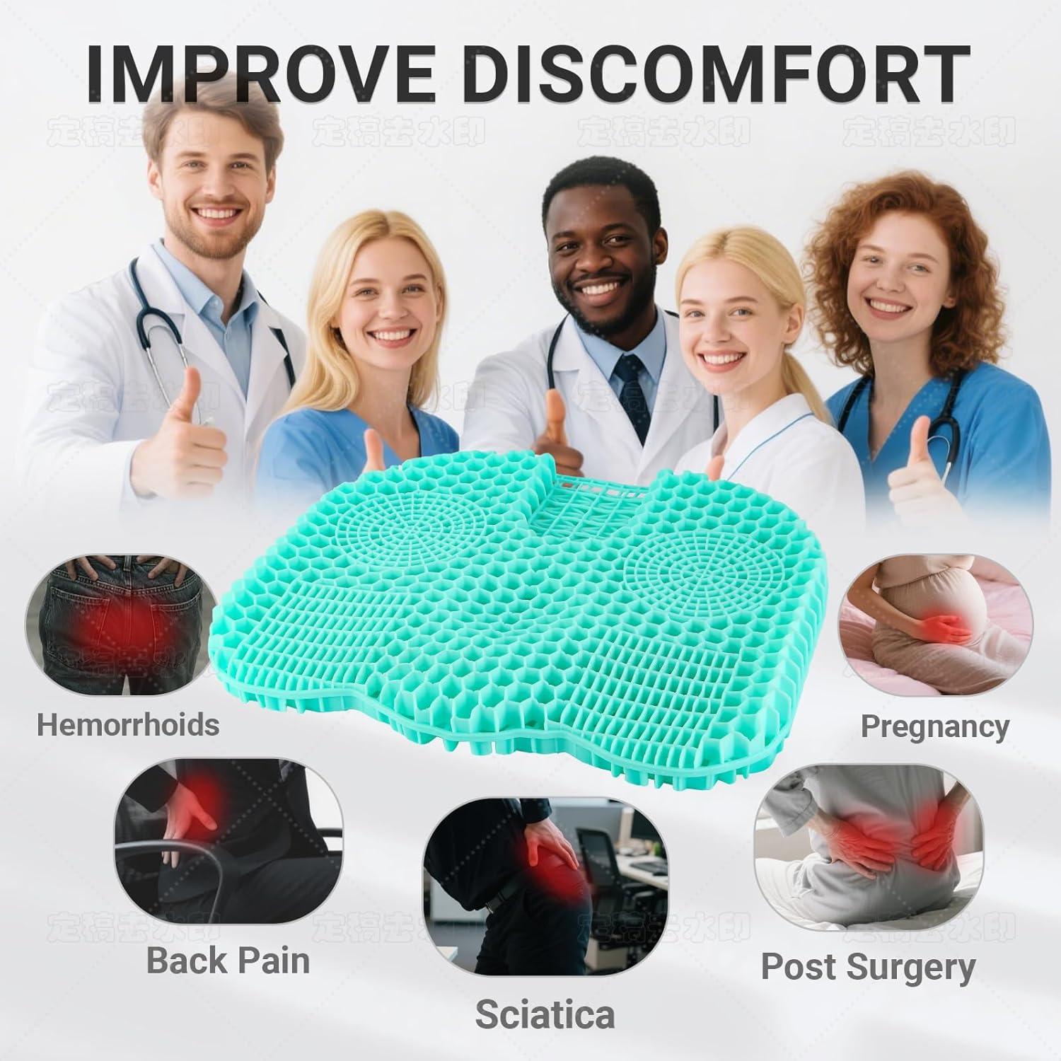 Detalle 2 de Firhuza Gel Seat Cushion 46 x 37 x 5 cm