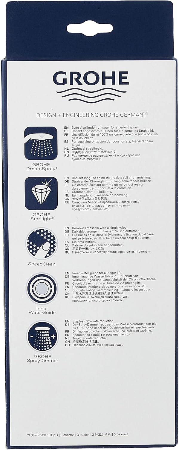 Thumbnail 4 de GROHE Euphoria Pommeau de Douche Rond 3 Jets – Diamètre 11 cm, Chromé (27221000)