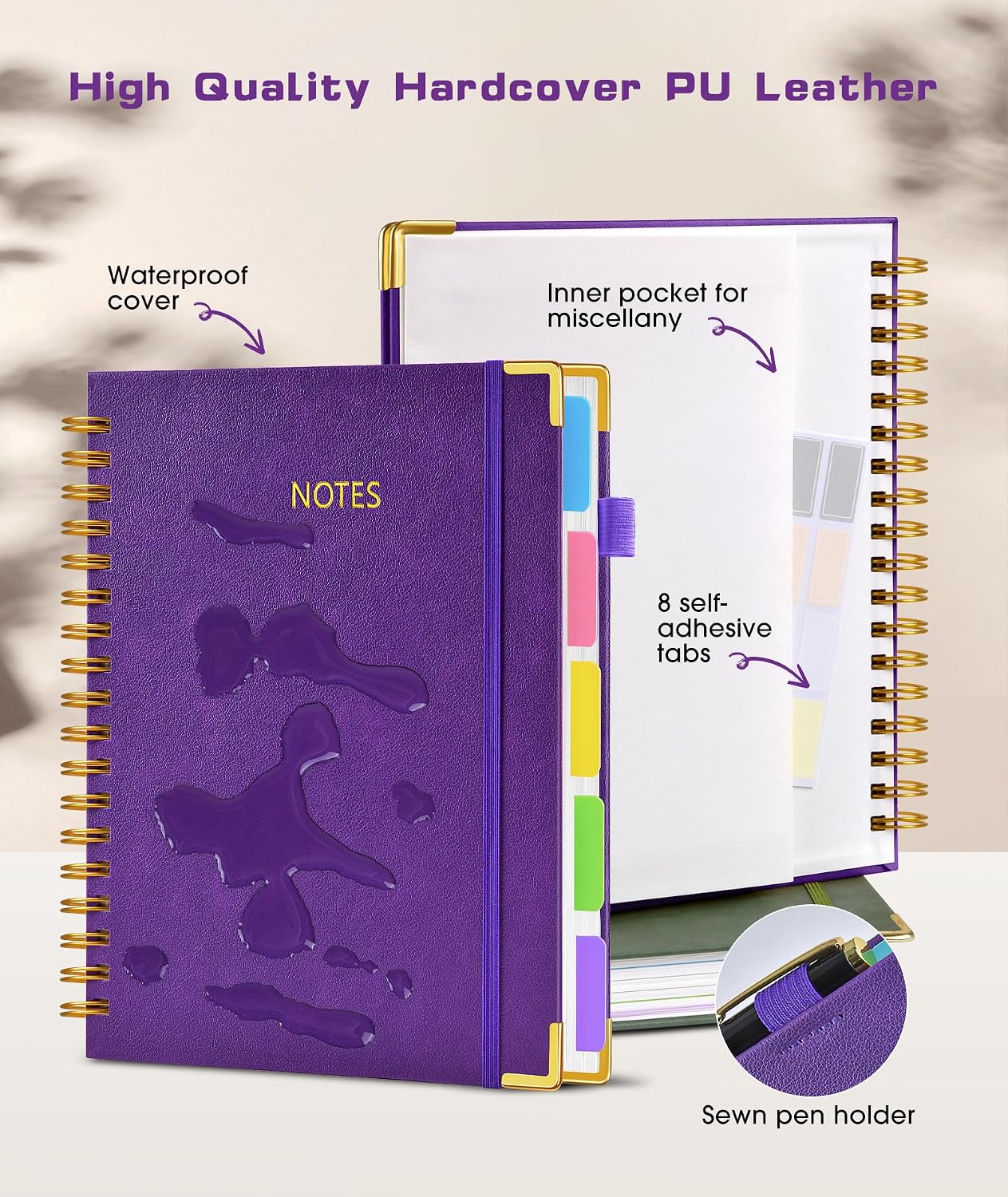 Detalle 2 de dilitego Ztbjb- shen zi 5-Subject Spiral Notebook, 300 Pages, 8 x 10 Inches