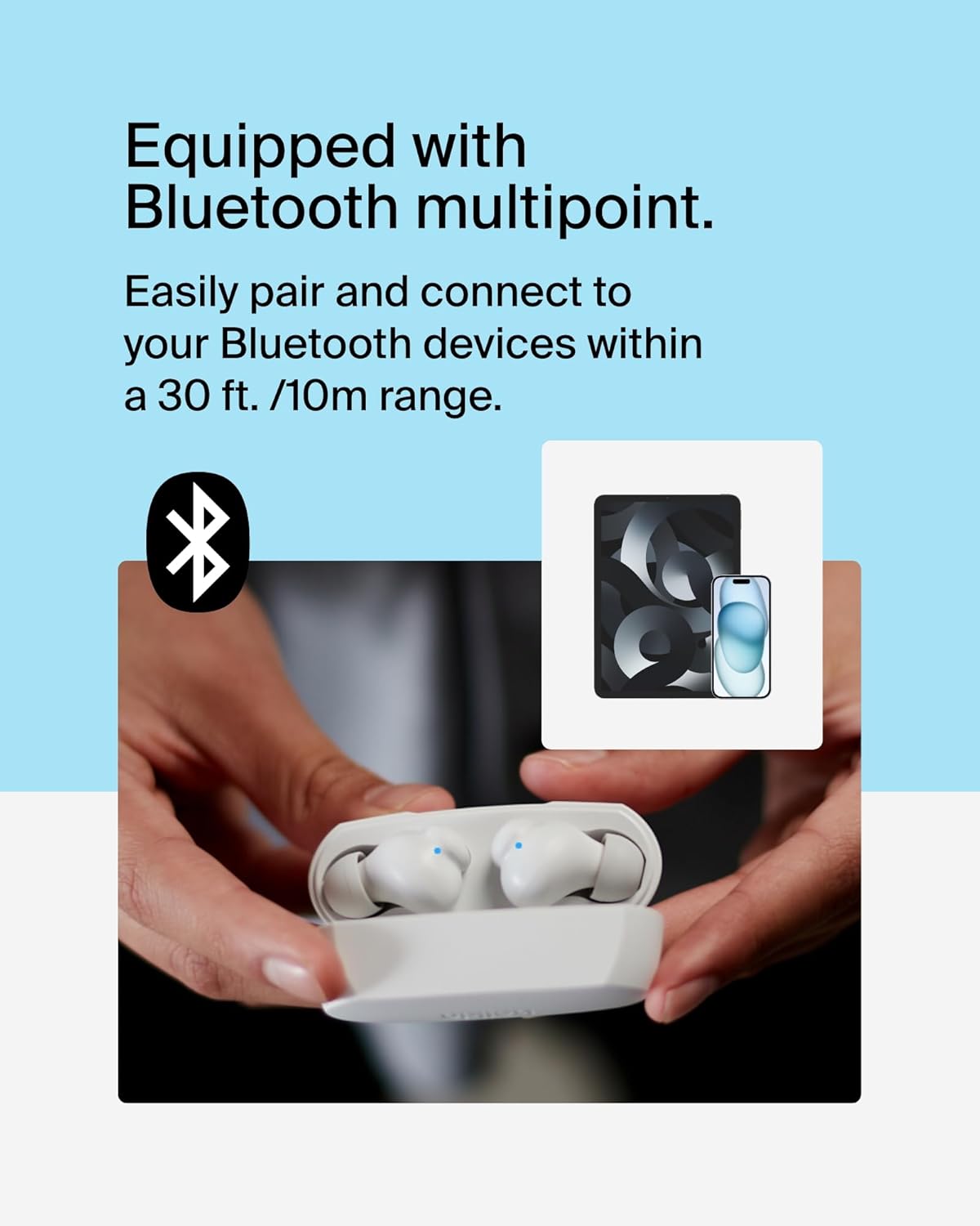 Thumbnail 4 de Belkin SoundForm Rhythm True Wireless Earbuds – 28H Battery, IPX5, USB-C Fast Charge