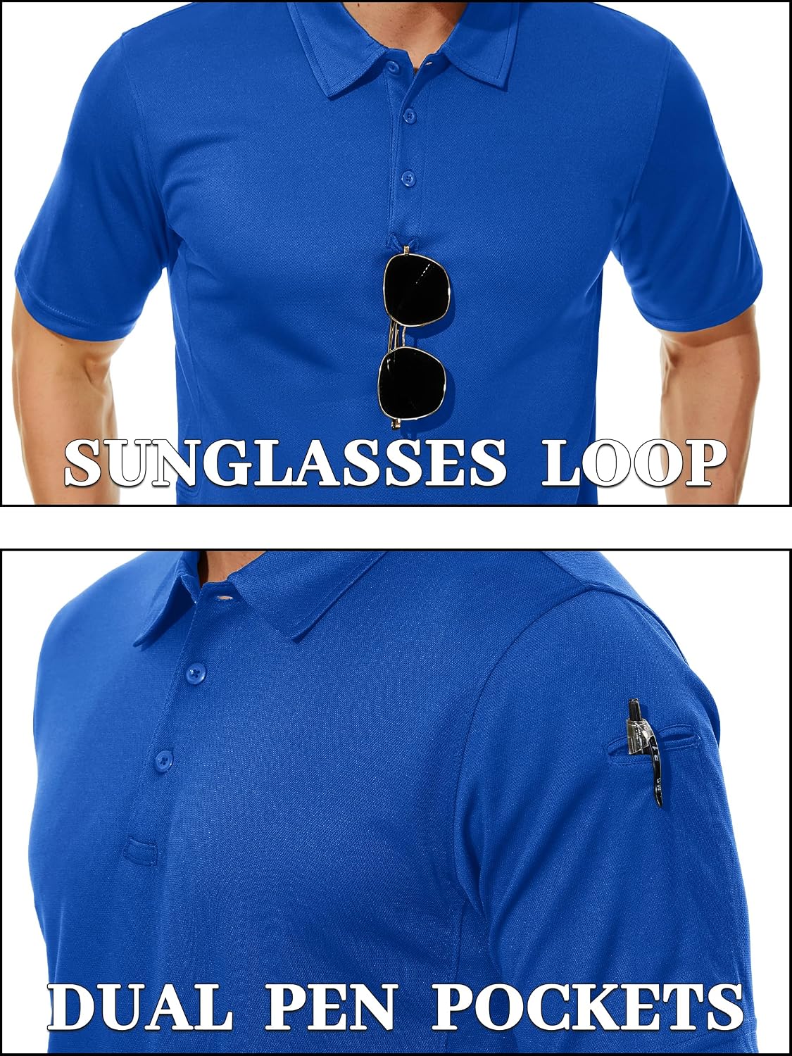Detalle de TACVASEN Men's Breathable Quick-Dry Golf Polo Shirt