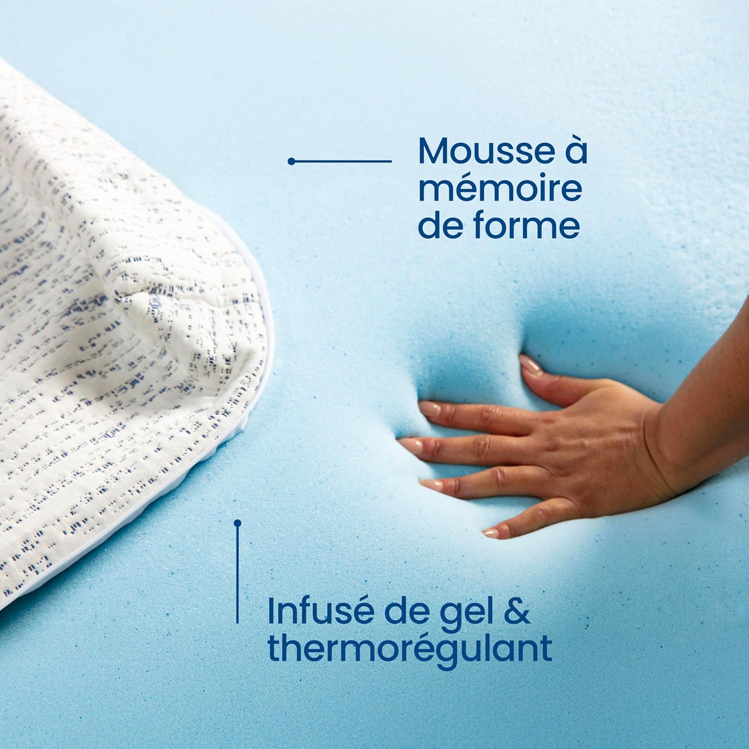 Thumbnail 2 de Surmatelas 90 x 190 - Viscosoft, Gel 5 cm Mémoire de forme avec Housse en Bambou déhoussable