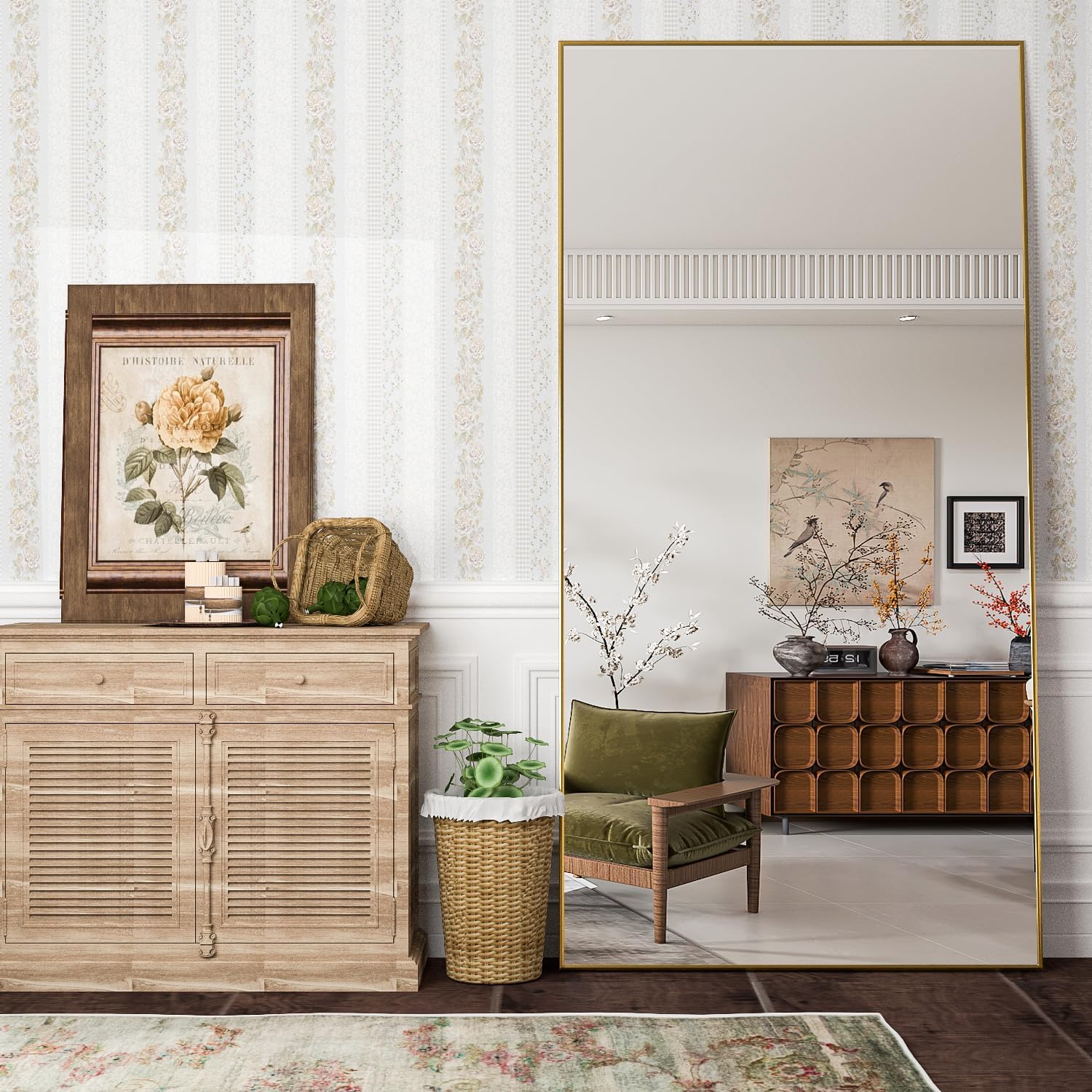 Detalle 2 de CASSILANDO Alloy Full Mir-7132-Gold staande spiegel 180 x 80 cm, goud