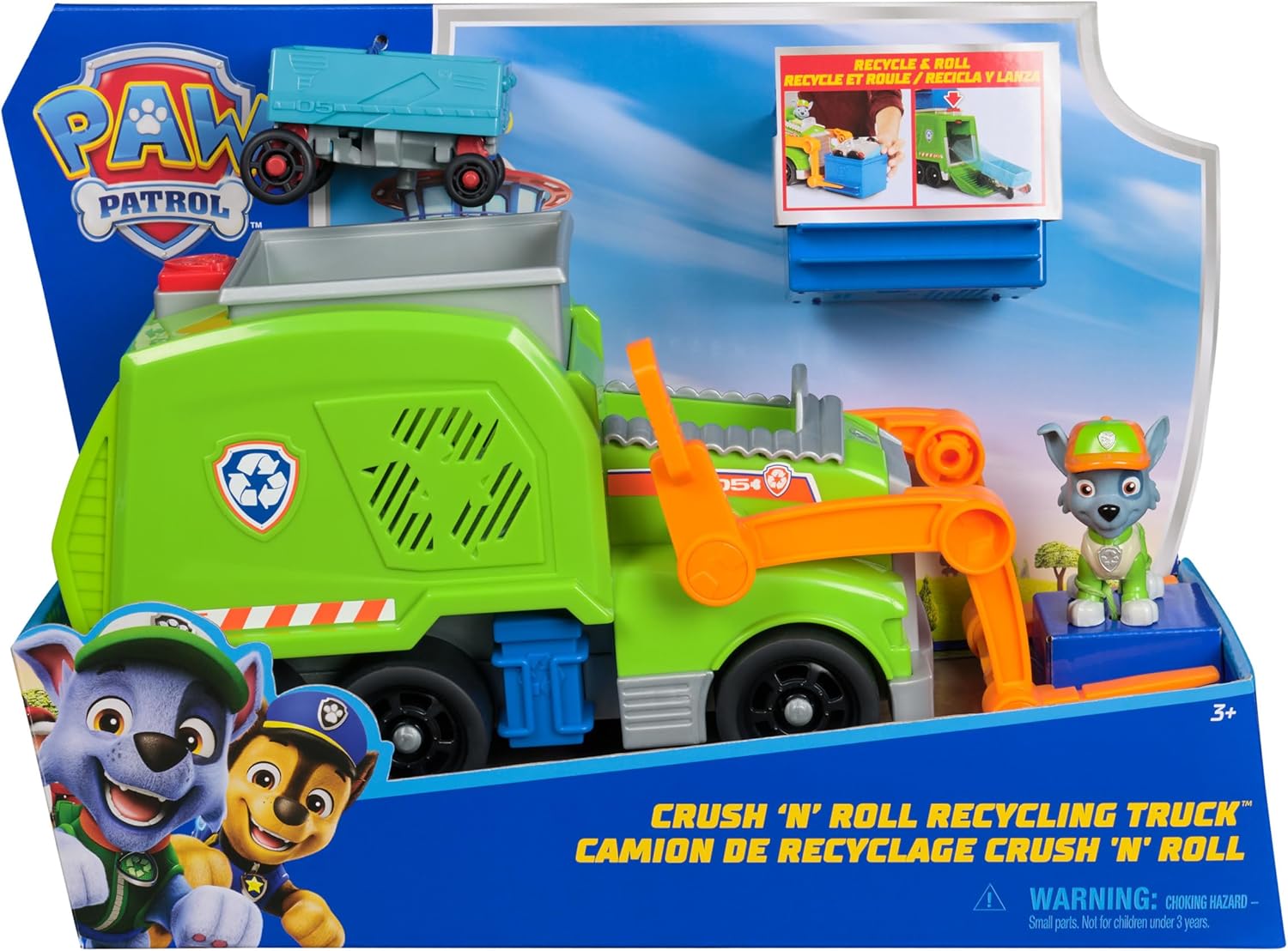 Thumbnail 1 de Paw Patrol Crush ’N’ Roll Recycling Lorry with Rocky – Transforming Recycling Vehicle for Kids Aged 3+