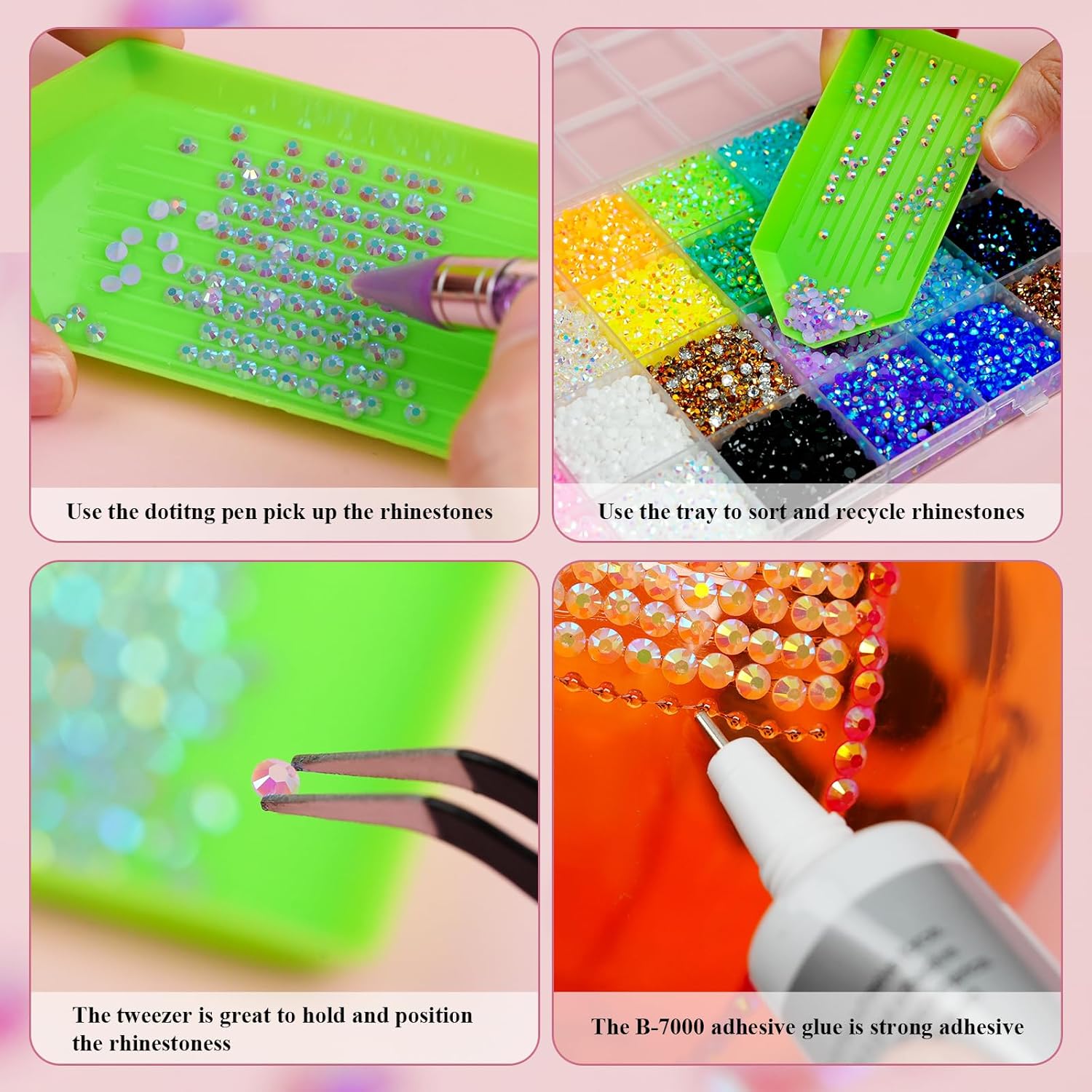 Thumbnail 3 de 30000Pcs Resin Bedazzling Kit by EARLMONI – 3mm Flat Back Rhinestones with Glue, Picker Tools and Tray
