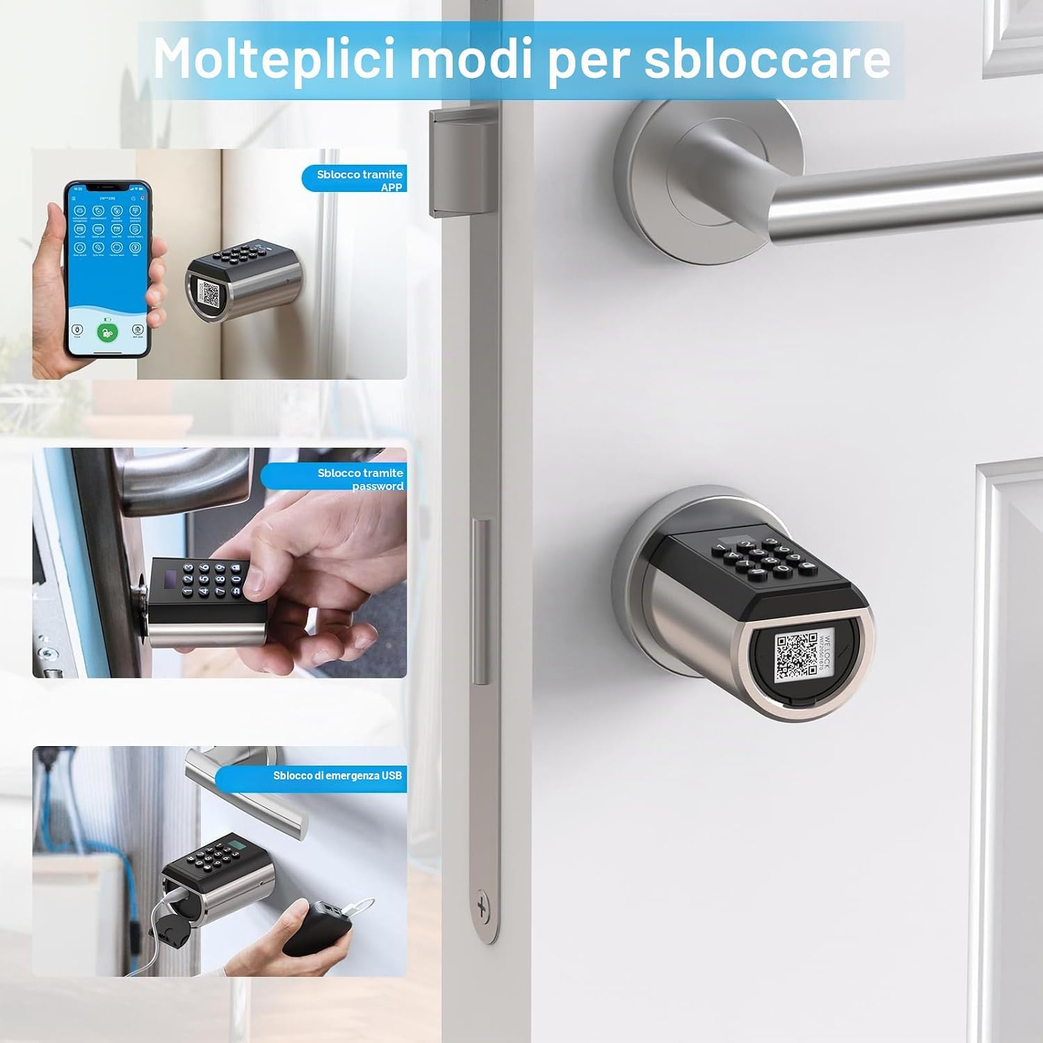 Detalle 2 de WE.LOCK PB Serratura Smart: serratura elettronica per porta blindata con password, Bluetooth e controllo via app
