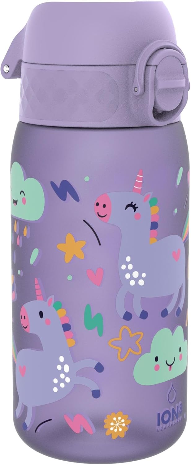 Detalle de Ion8 Small Water Bottle – Leak-Proof, Easy Open, Unicorn Design