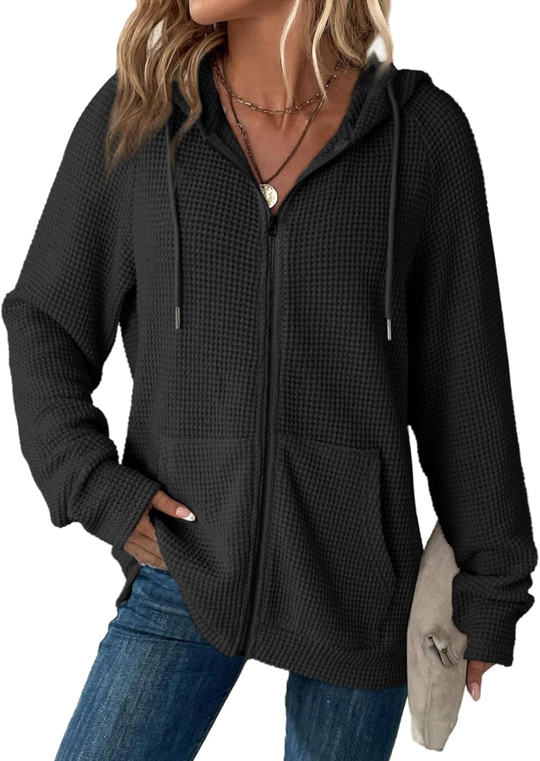 Detalle de Dokotoo Waffle Knit Full Zip Hoodie