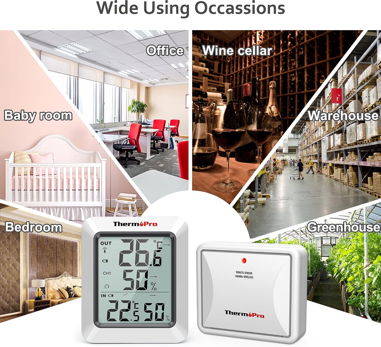 Detalle 1 de ThermoPro TP60S termometro wireless interno esterno
