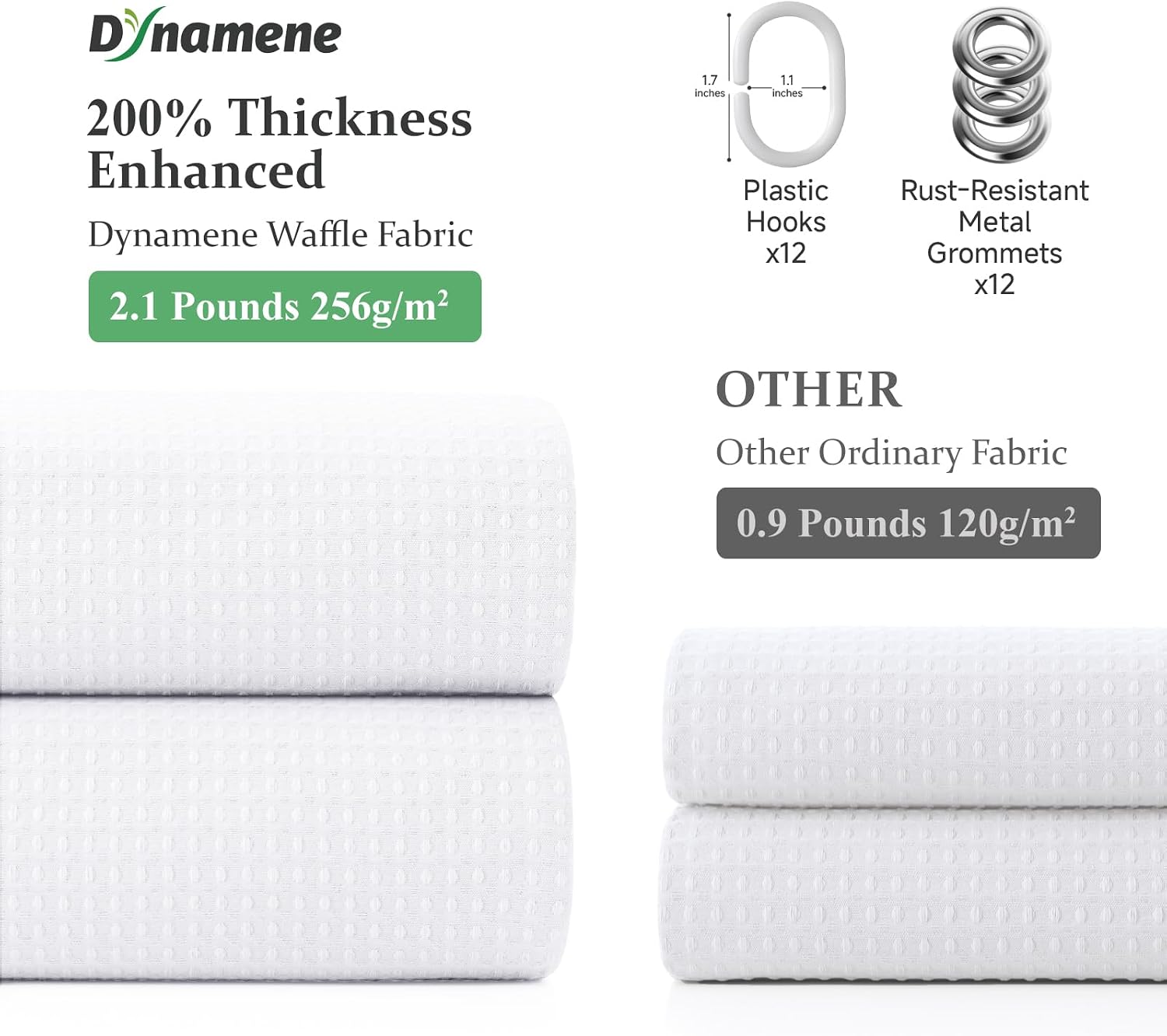Thumbnail 3 de Dynamene Waffle Weave Shower Curtain 72x72