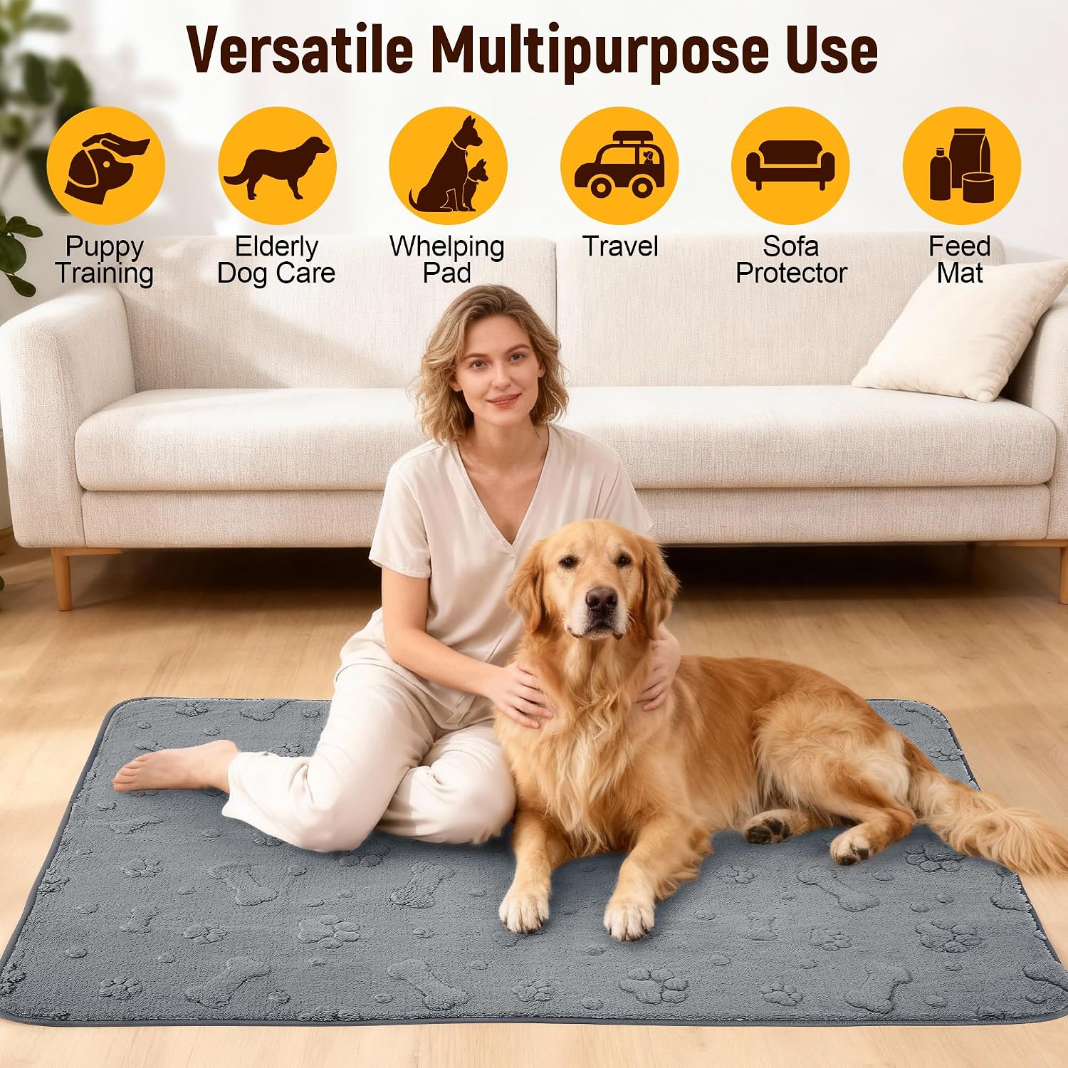 Thumbnail 6 de HezzLuv Washable Puppy Pads 2-Pack: Reusable, Super Absorbent & Non-Slip Training Mats 90×120cm