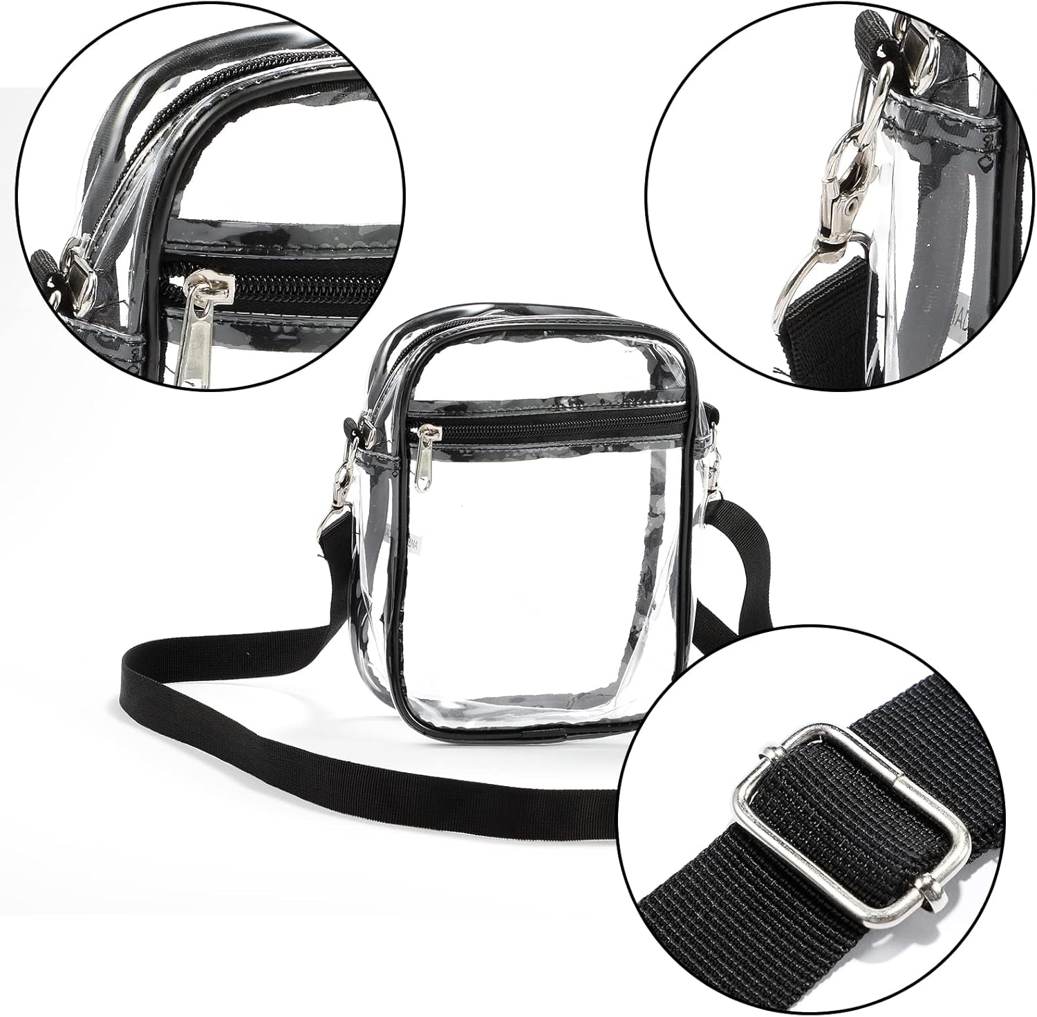 Detalle de Yizerel 2 Pack Clear Crossbody Bags – Stadium Approved with Front Pocket