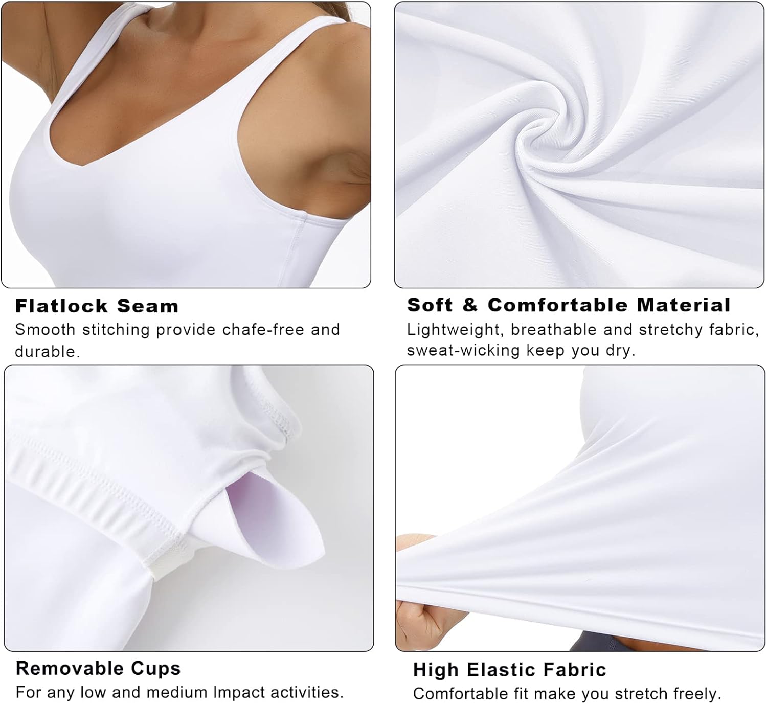 Detalle 2 de THE GYM PEOPLE Women’s Longline Wirefree Padded Sports Bra (Medium Support)