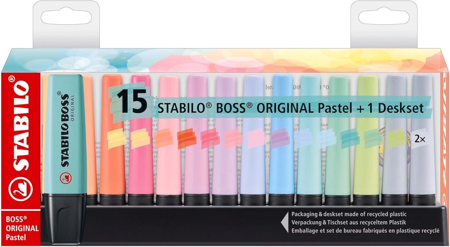 Detalle de STABILO BOSS ORIGINAL Pastel Deskset – 15 highlighters in 14 pastel colours