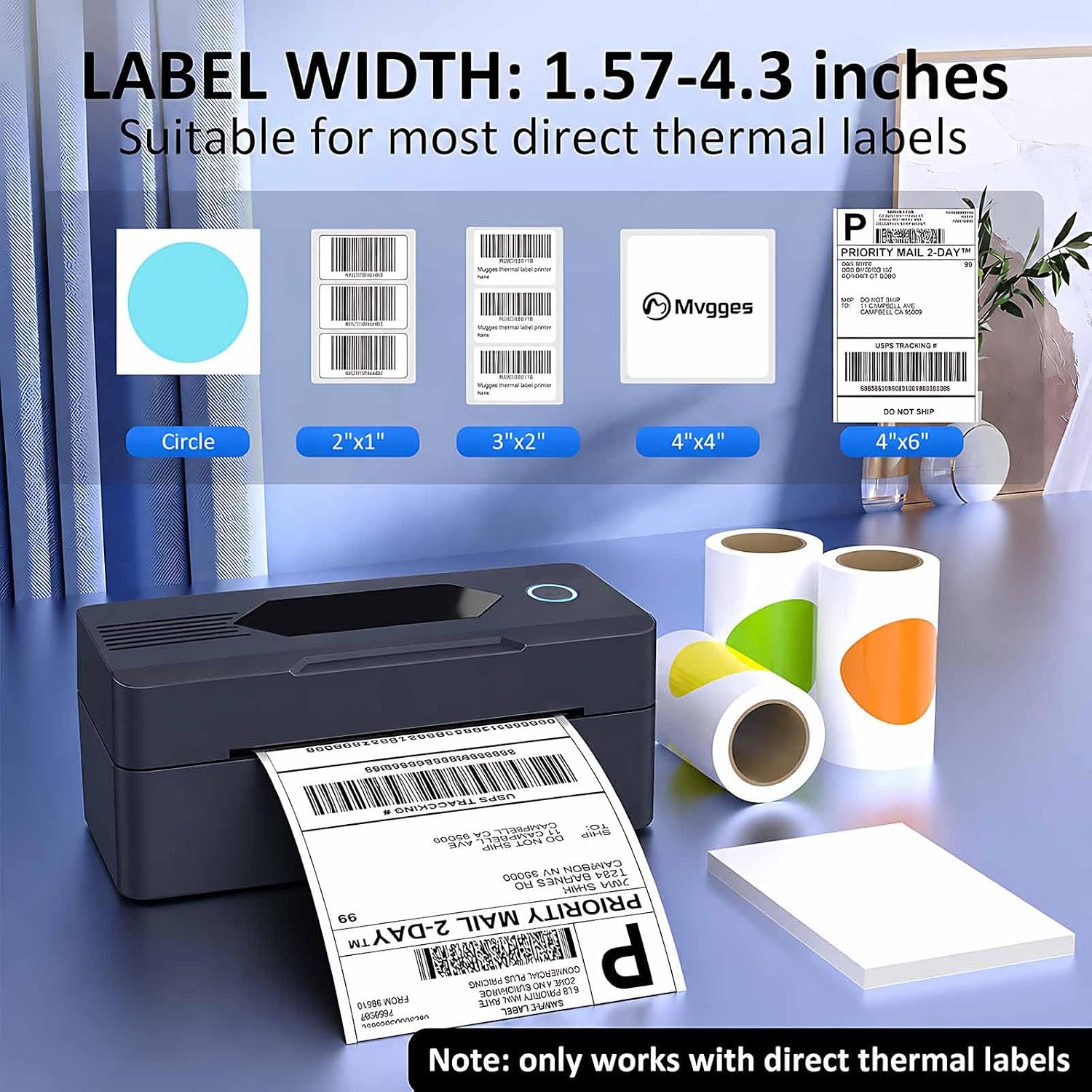 Detalle 2 de Mvgges POS-9270 4x6 Thermal Shipping Label Printer, Bluetooth and USB