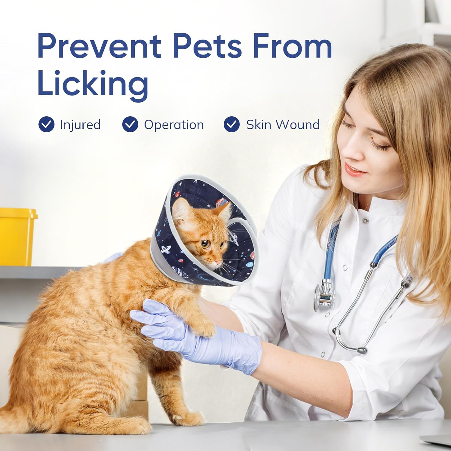 Thumbnail 6 de Supet Adjustable Elizabethan Cat Cone Collar (Deep Blue, M) – Waterproof soft collar to stop licking after surgery