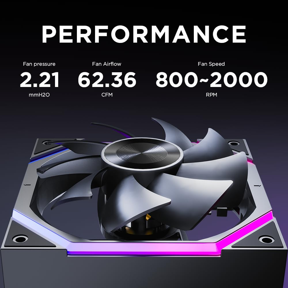 Detalle de Jungle Leopard Build Blocks UNI Daisy Chain RGB PC Fan (3-pack) 120 mm – Reverse, up to 2000 RPM