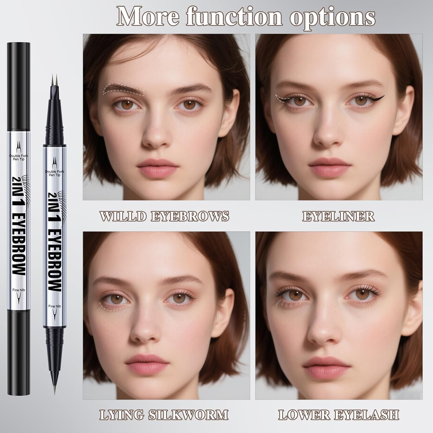 Detalle de Crayon à sourcils liquide 2 en 1 – Stylo double pointe brun foncé