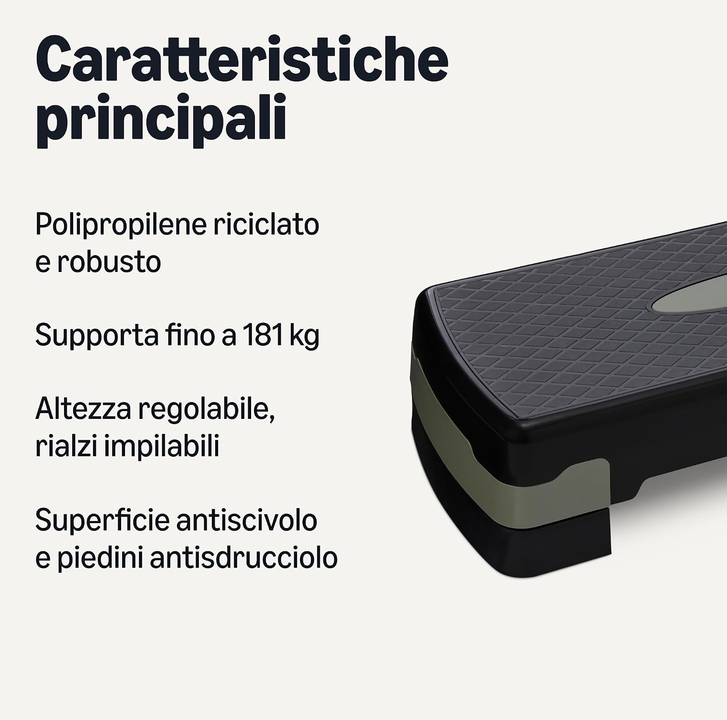 Detalle 2 de Amazon Basics Pedana Step per Aerobica – Stepper regolabile da 68 cm, robusta e sostenibile